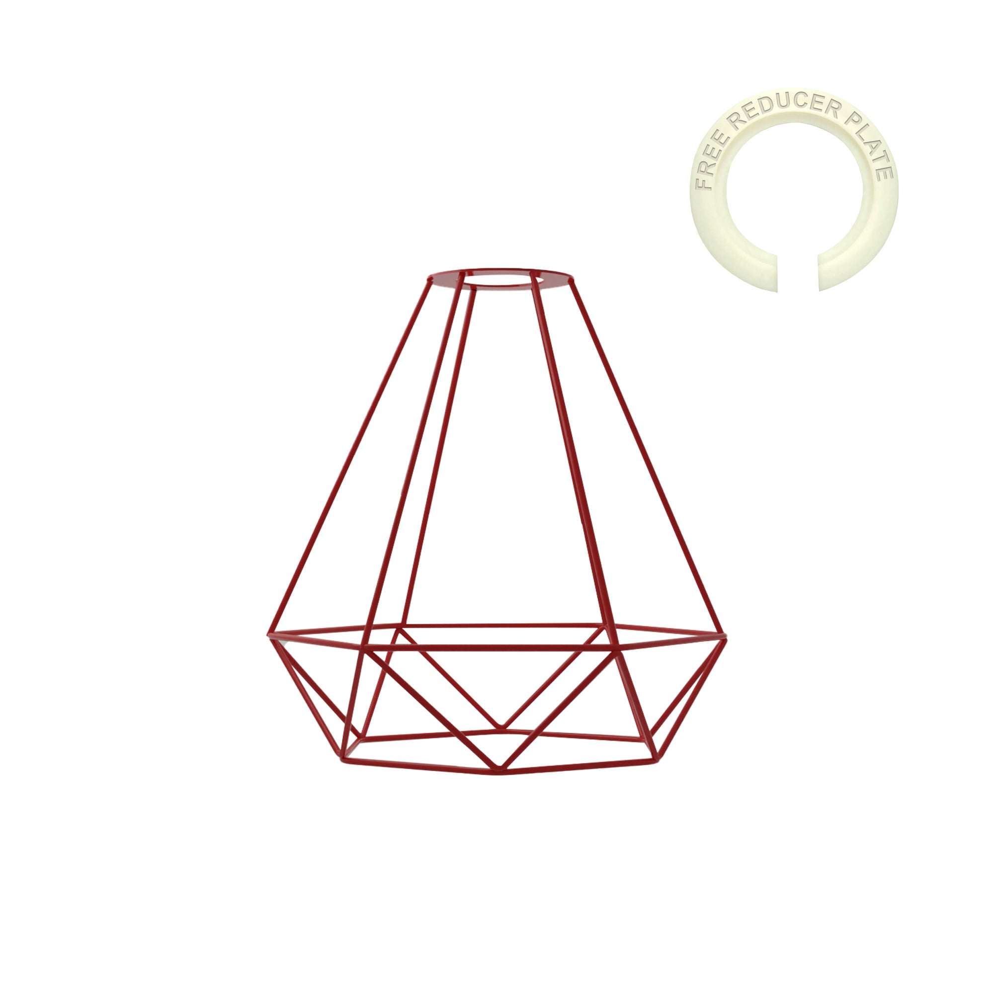 Red Metal Wire Frame Pendant Light Shade, Metal, E27, Easy Fit to Standard Ceiling Socket