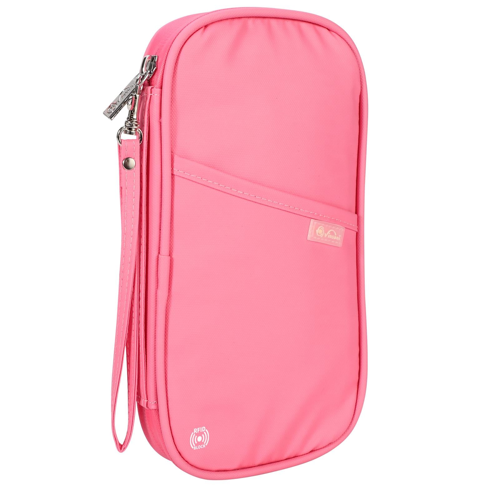 Vinsani Deluxe Passport Holder Travel Wallet with RFID Protection, 4 Passport Holders, 5 Card Slots, Pen Slot, Zip Pocket