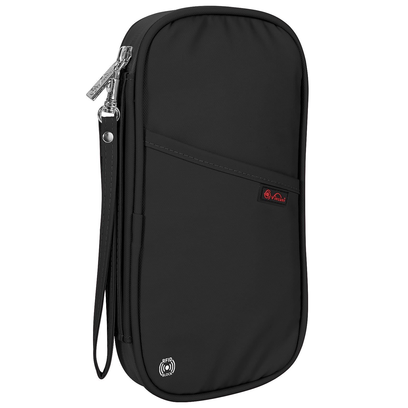 Vinsani Deluxe RFID Passport Holder Travel Wallet Black