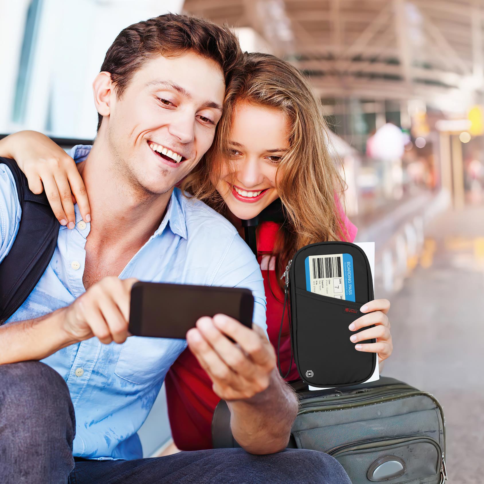 Vinsani Deluxe RFID Passport Holder Travel Wallet Black
