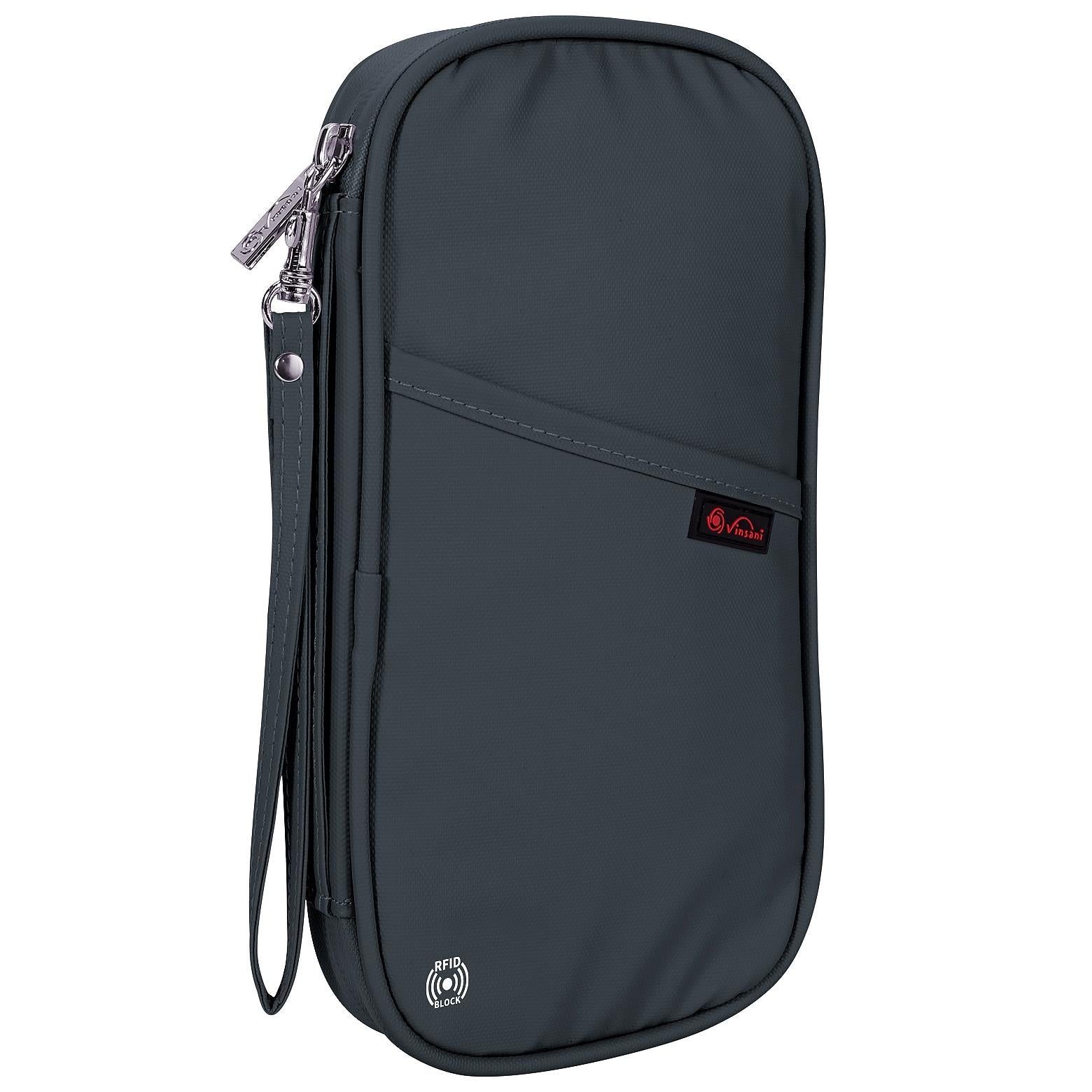 Vinsani Deluxe RFID Passport Holder Travel Wallet with 4 Passport Slots, 5 Card Slots, Pen Slot and Zippered Pocket