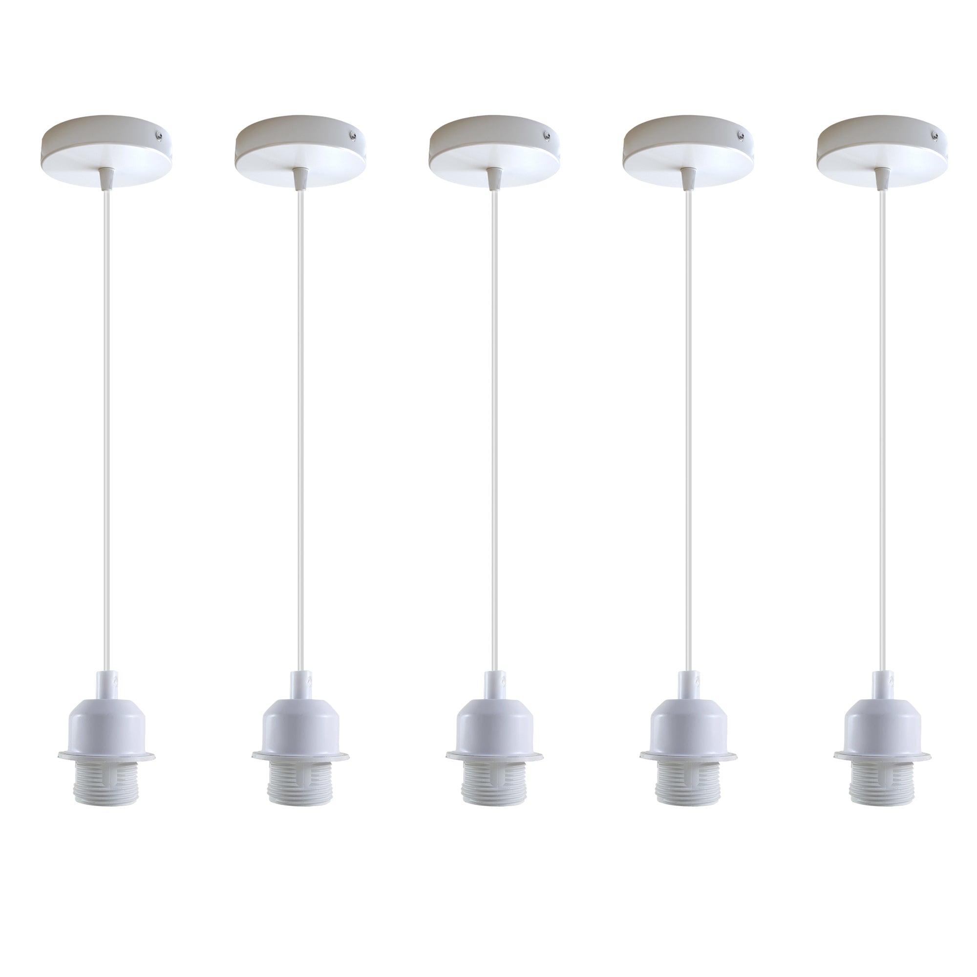 5 Pack Vintage Industrial Style White Ceiling Pendant Lamp E27 Base Metal Screw Lamp Holder