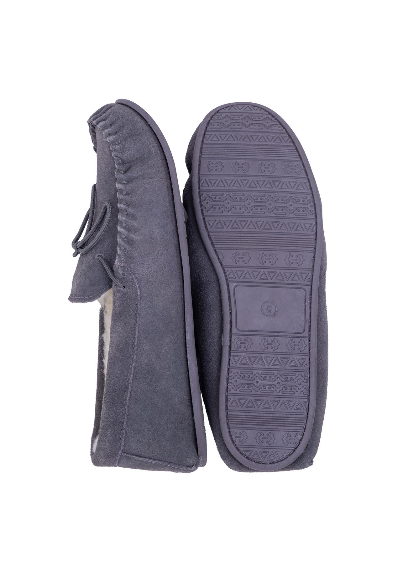 Nordvek Womens Suede Moccasin Slippers with Non-Slip Rubber Sole, Sheepskin Wool and Polyester Blend Lining
