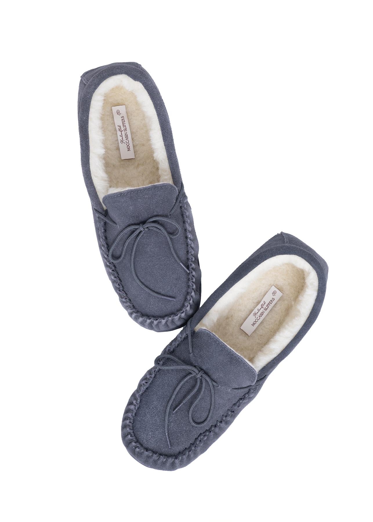 Nordvek Womens Suede Moccasin Slippers with Non-Slip Rubber Sole and Sheepskin Wool & Polyester Blend Lining