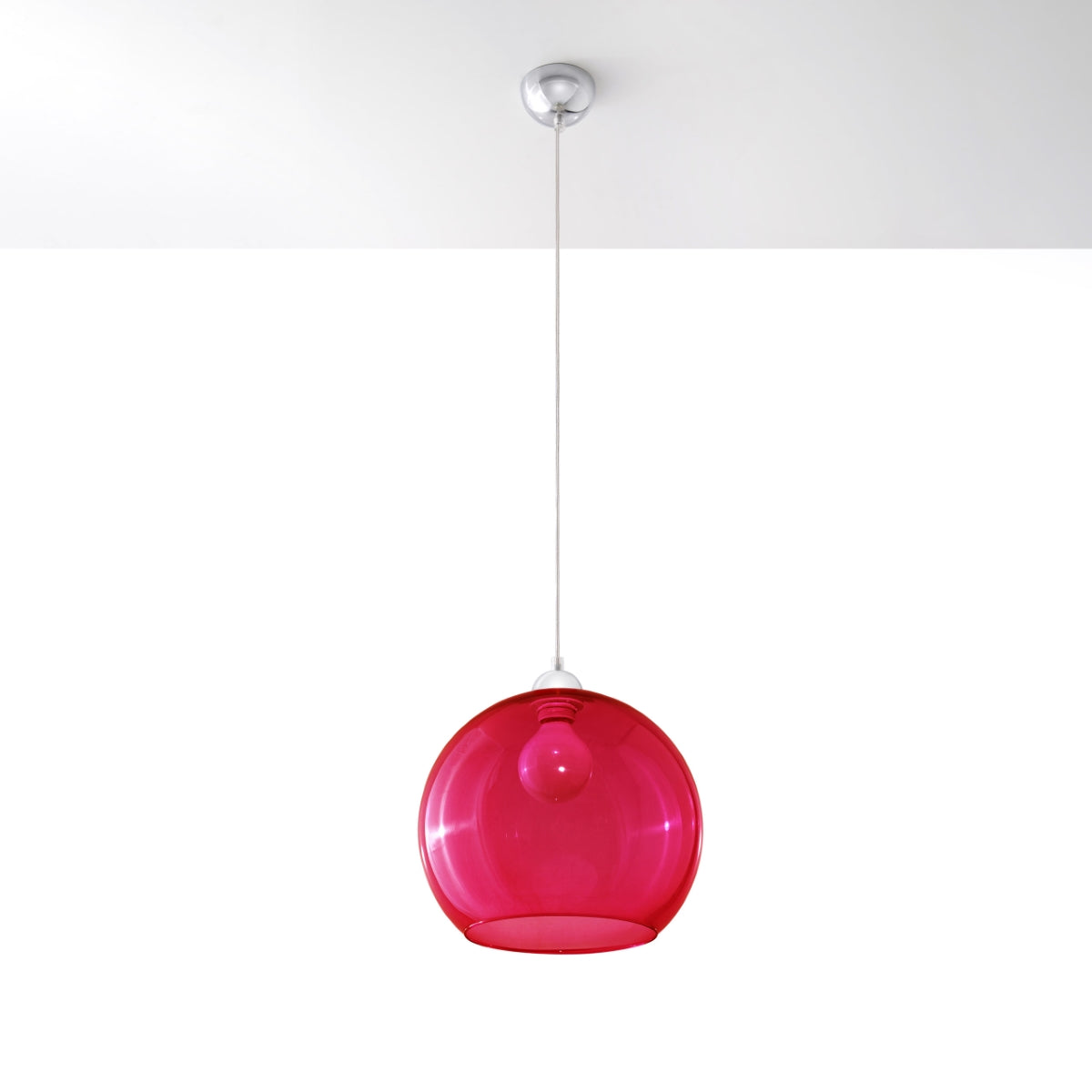 Pendant lamp steel, glass Ball minimalistic Design E27