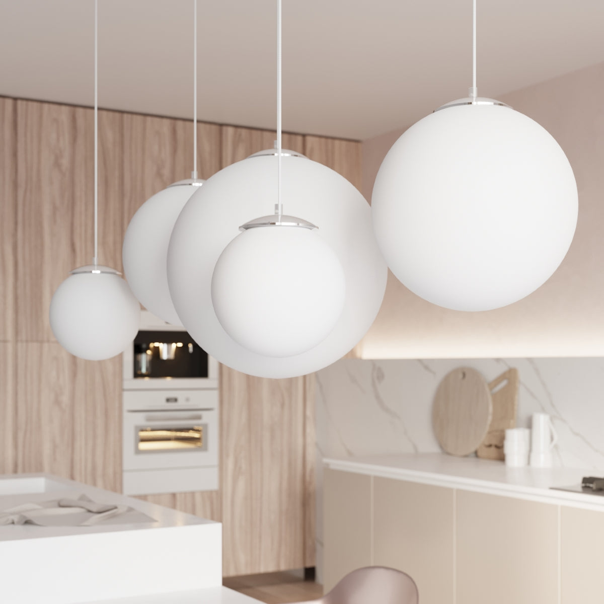 Pendant lamp steel, glass Ugo minimalistic Design E27