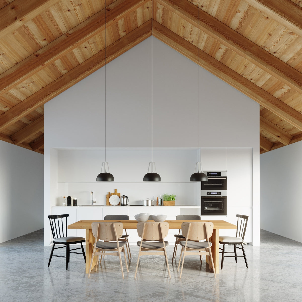Pendant lamp steel, wood Casco modern Design E27