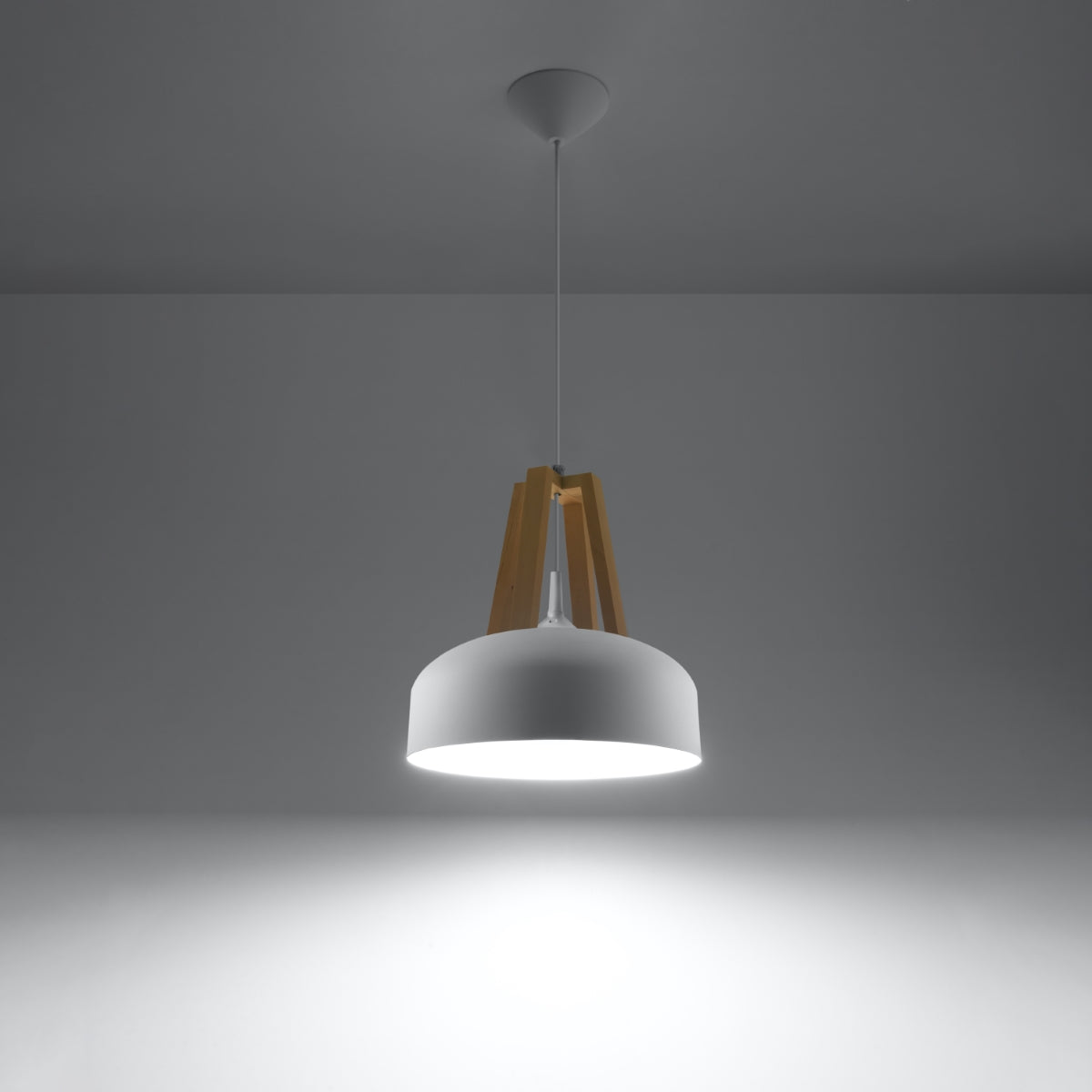 Pendant lamp steel, wood Casco modern Design E27