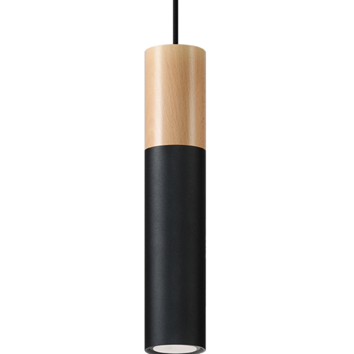 Pablo Modern Pendant Lamp, Steel and Wood, Black/Natural Wood, GU10