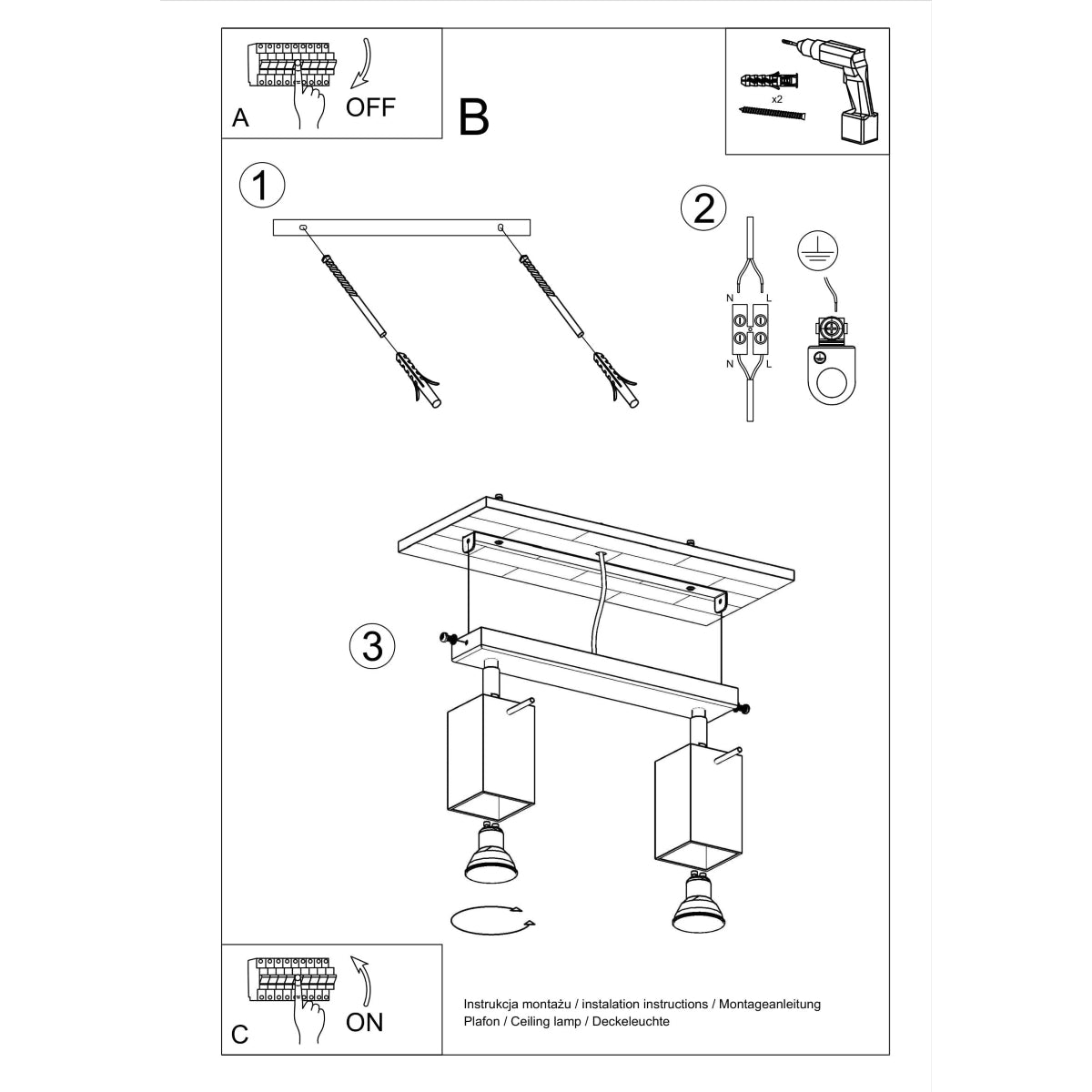 Ceiling lamp steel Merida modern Design GU10