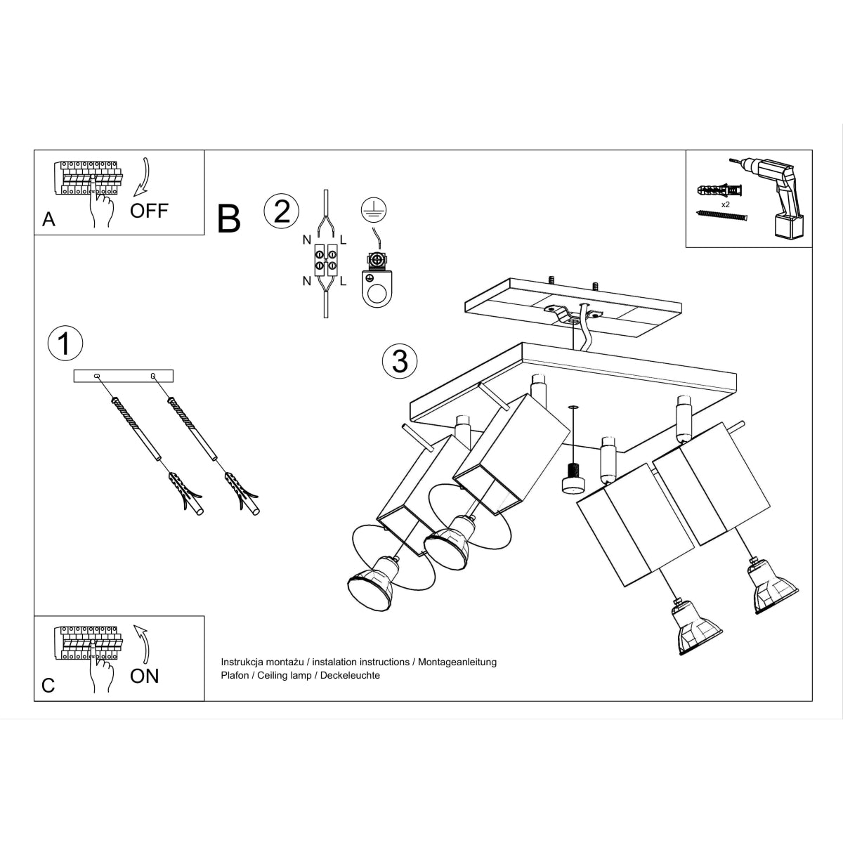 Ceiling lamp steel Merida modern Design GU10