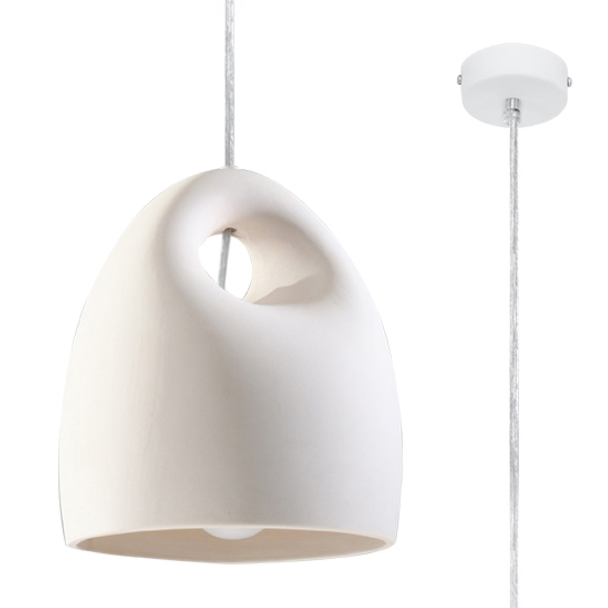 Bukano Modern Ceramic Pendant Lamp, White, E27