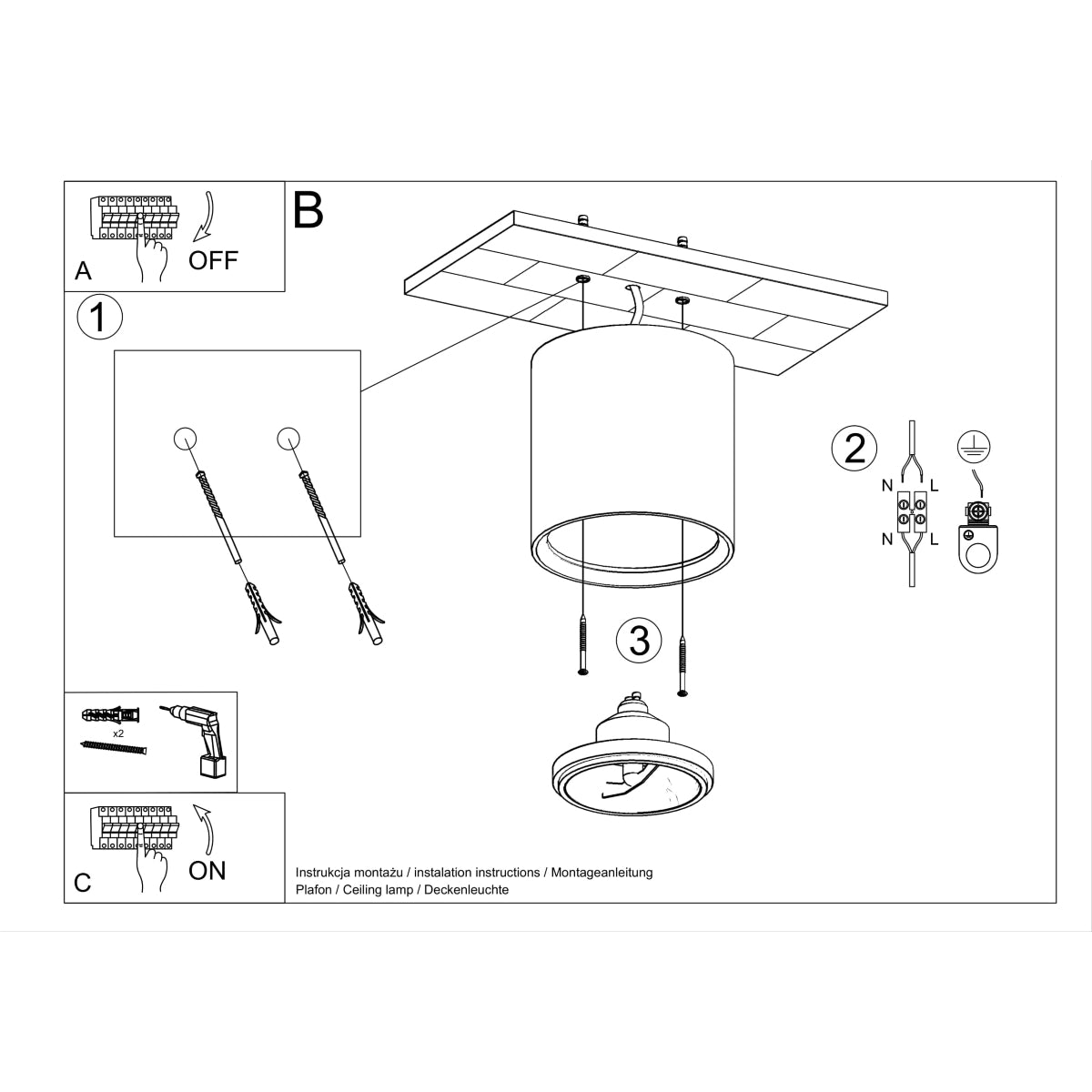 Ceiling lamp ceramics Kalu modern Design GU10/ES111
