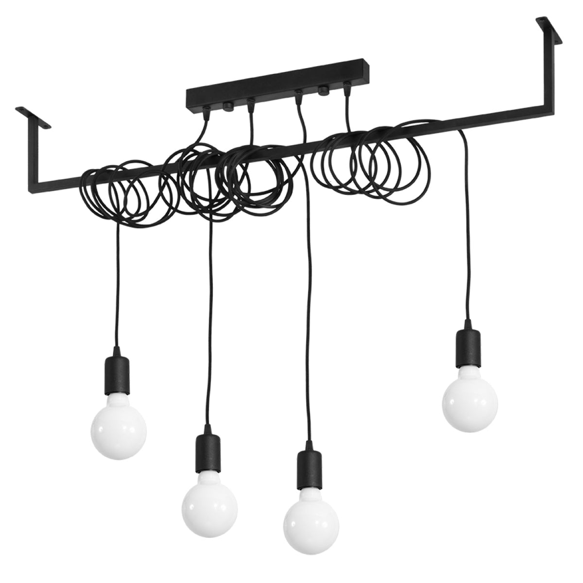 Salamanca Modern Chandelier, Black Fabric and Steel, E27
