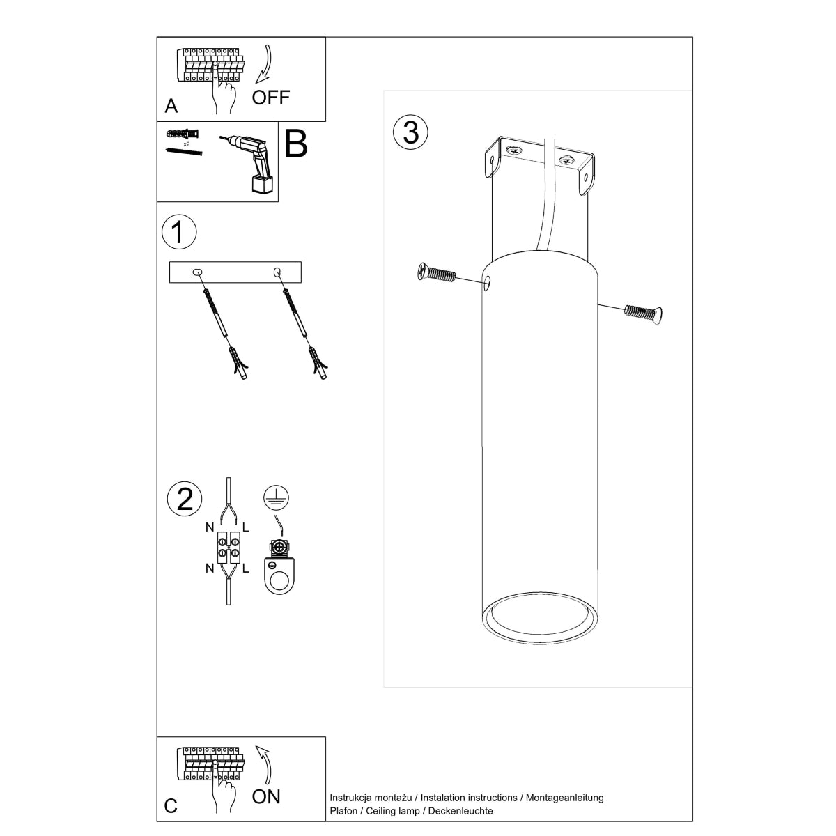 Ceiling lamp steel Lagos modern Design GU10