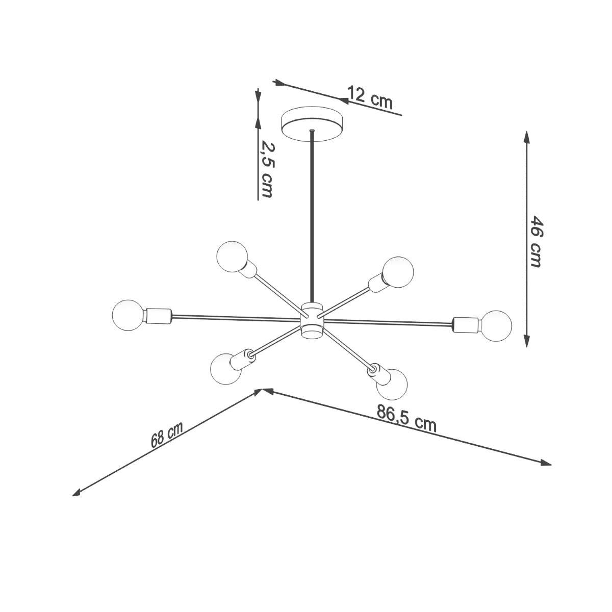 Chandelier steel Lango modern Design E27