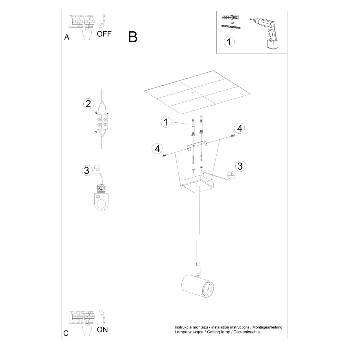 Ceiling lamp steel Norano modern Design GU10
