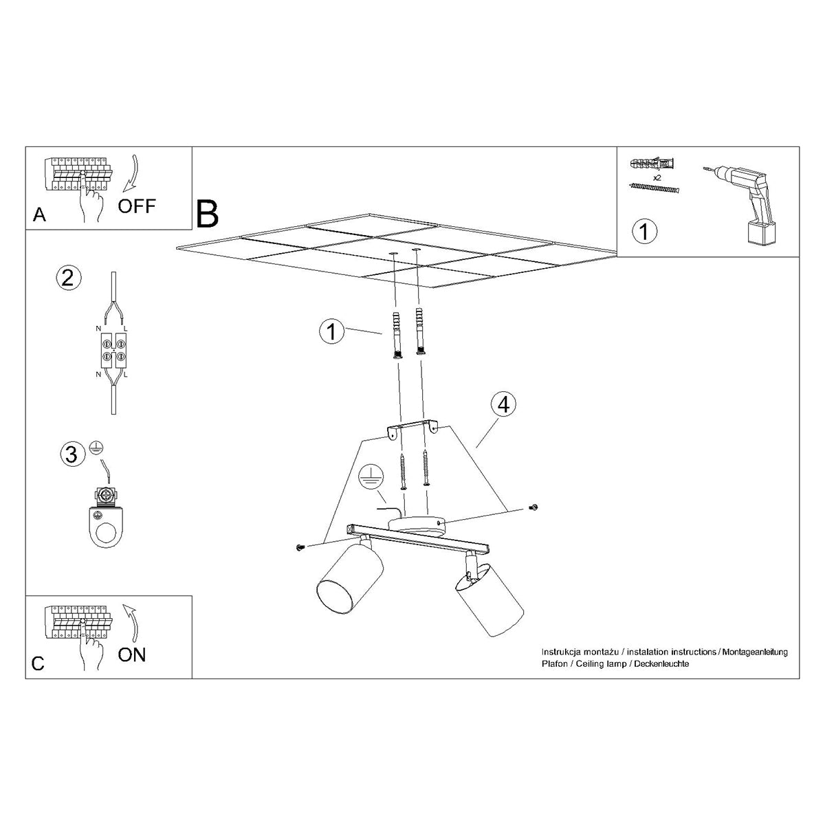 Ceiling lamp steel Lemmi minimalistic Design GU10