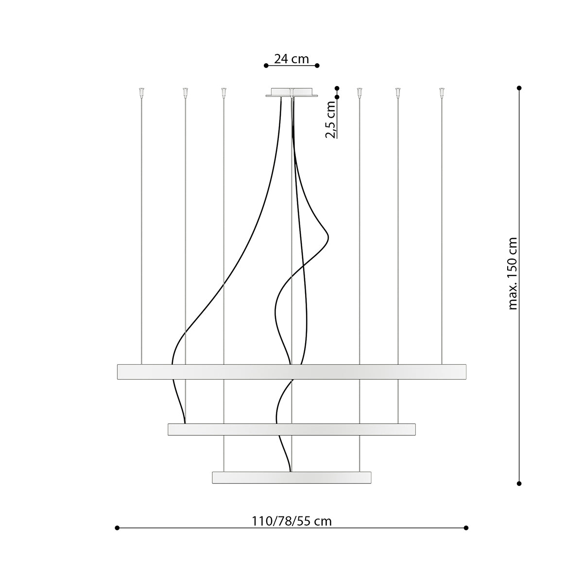 Chandelier aluminum Rio modern Design LED
