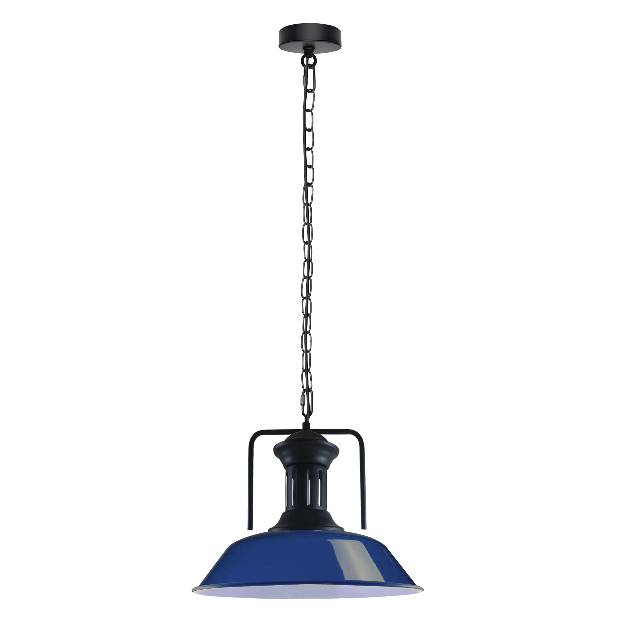 Vintage Retro Navy Blue Metal Ceiling Pendant Light Shade E27 36cm