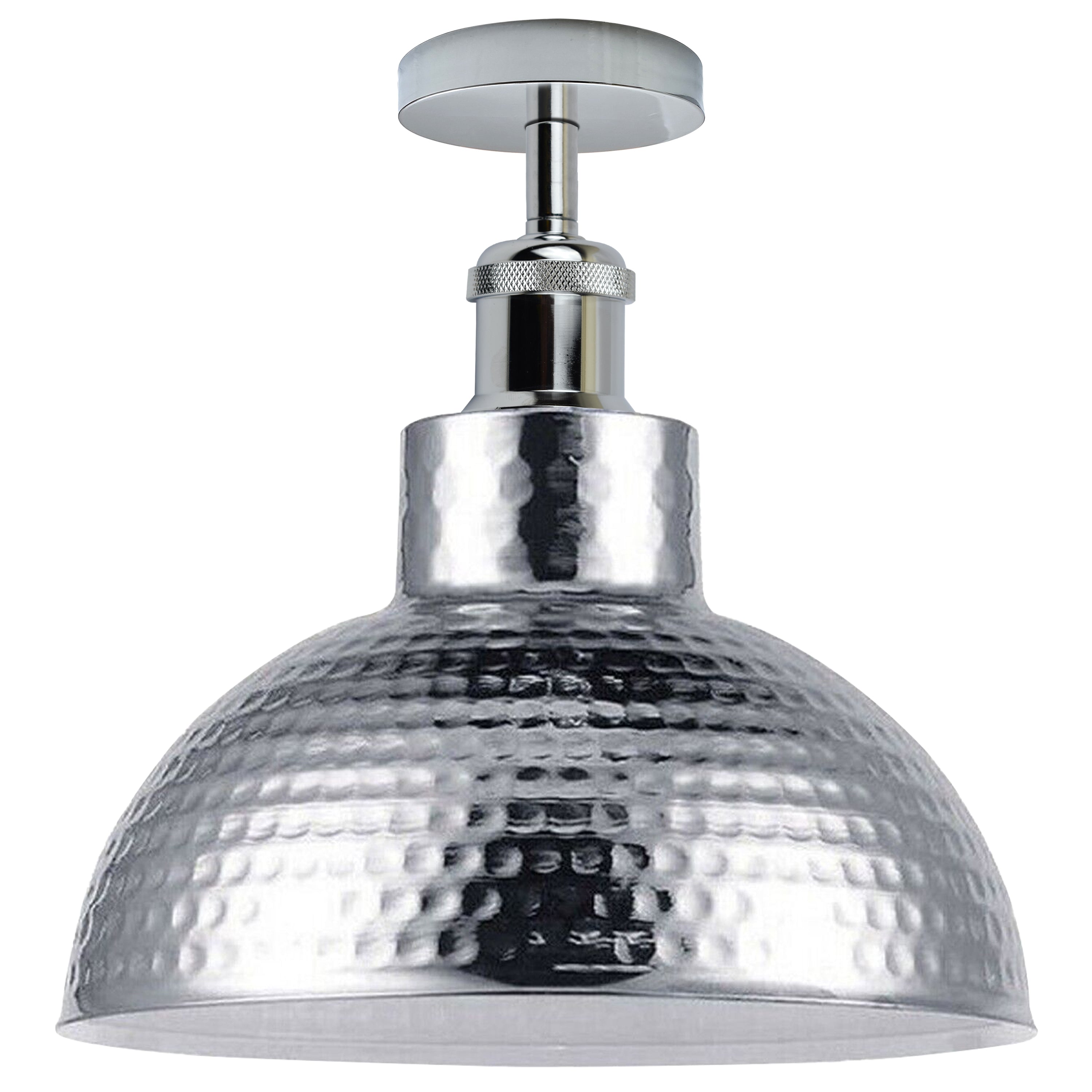2 Pack Vintage Industrial Style Chrome Flush Mount Metal Ceiling Light
