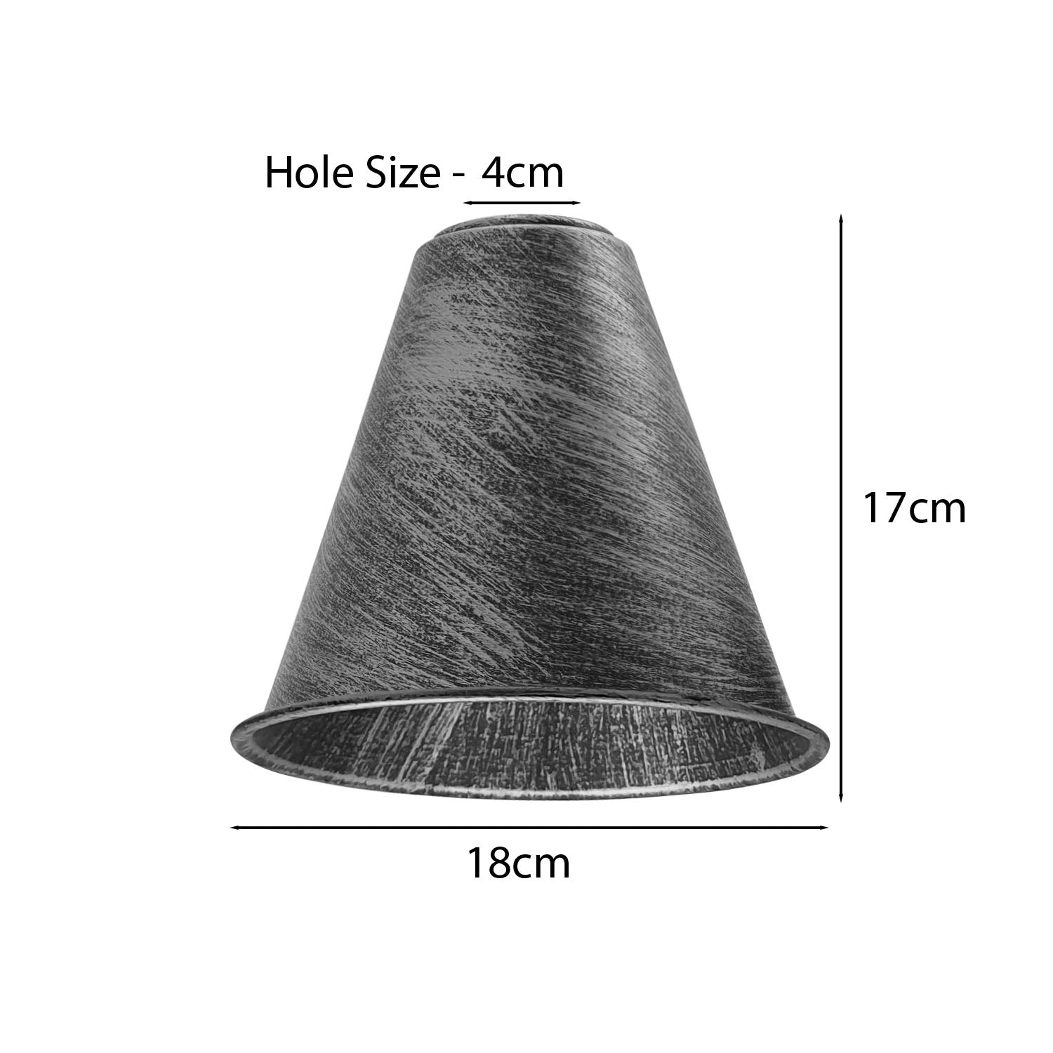 2 Pack Vintage Retro Industrial Metal Brushed Silver Cone Shape 18cm Shade Easy Fit