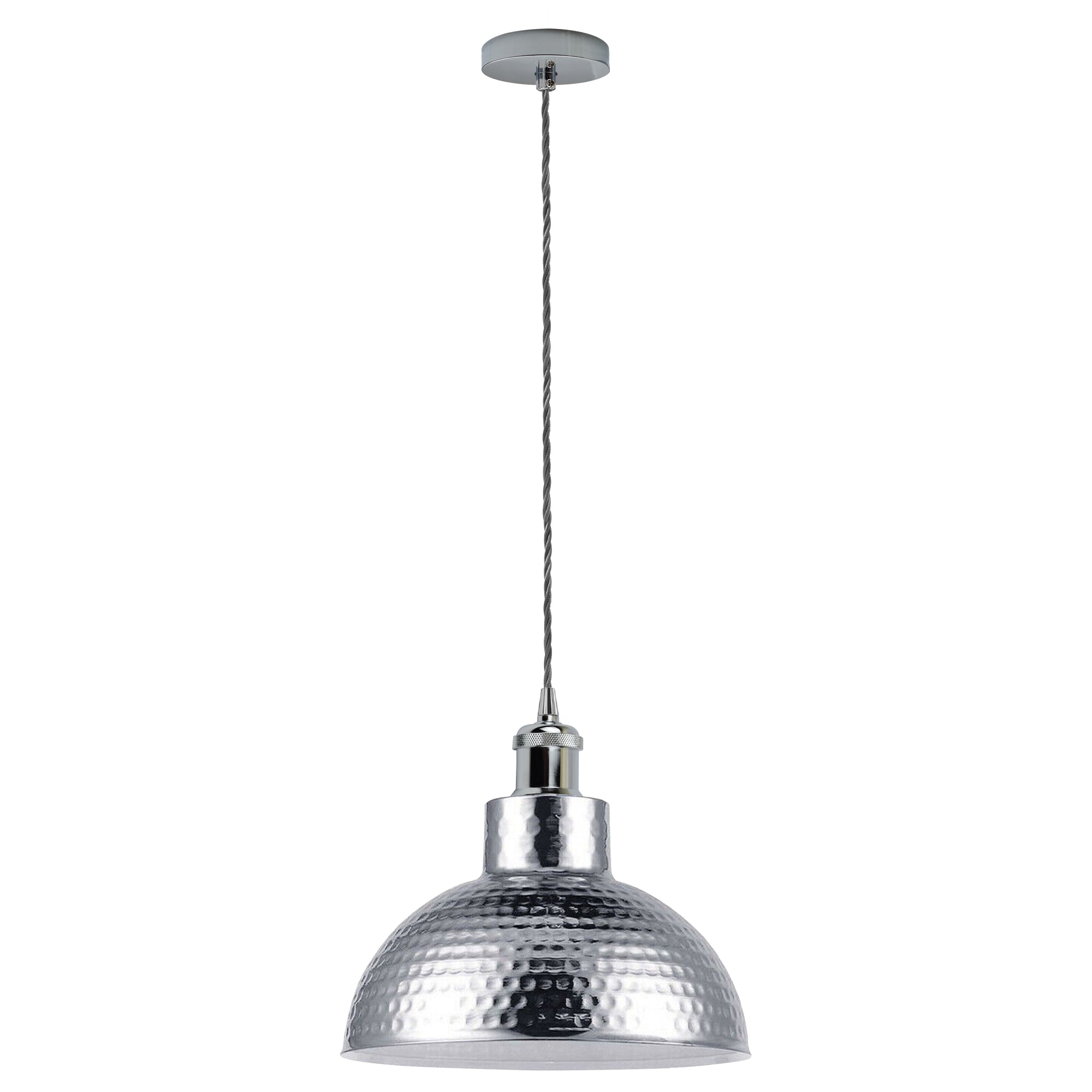 Vintage Industrial Chrome Metal Ceiling Pendant Light Hanging Shade
