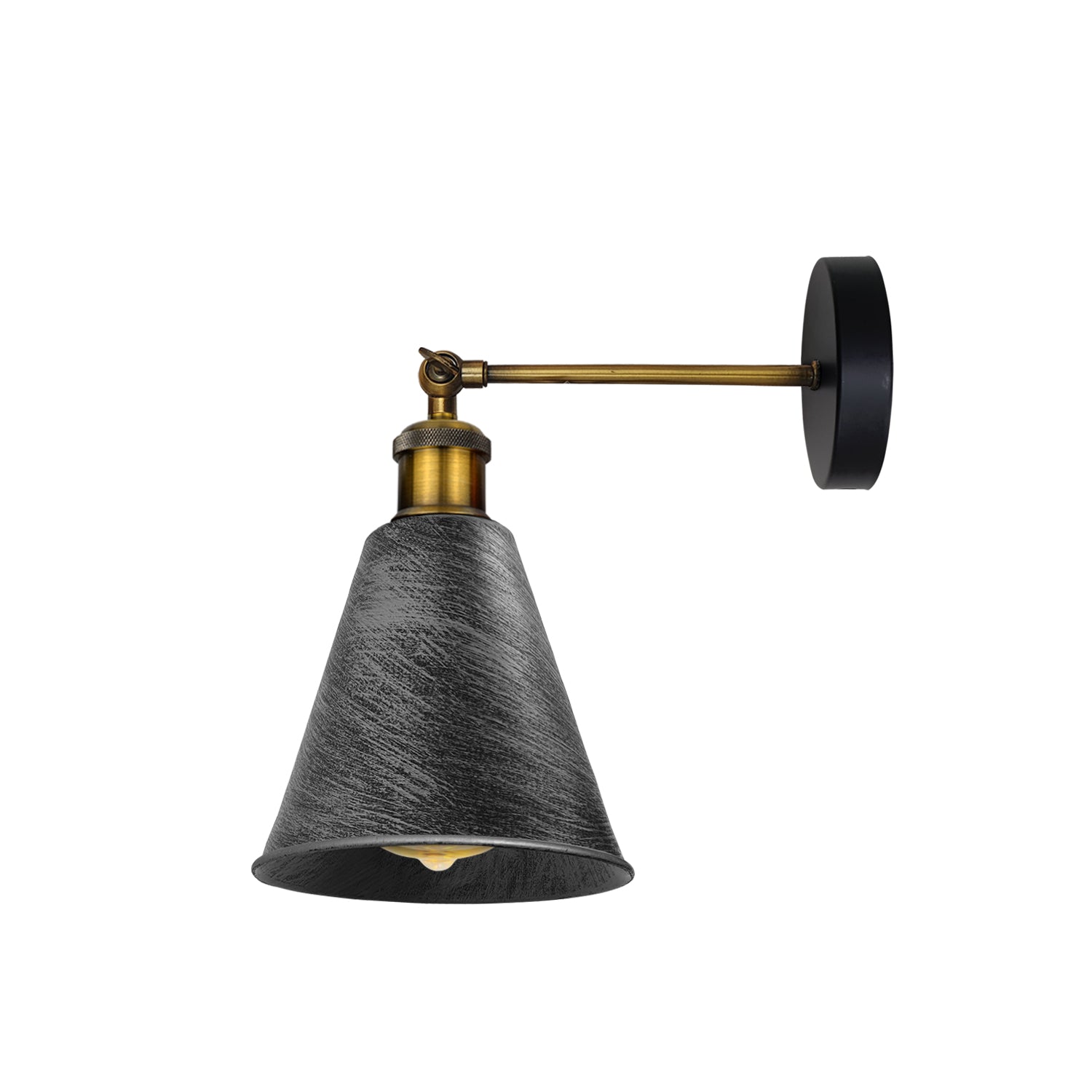 Vintage Retro Industrial Brushed Silver Metal Wall Sconce with Long Arm Neck Mount, E27 Bulb Compatible, Easy Fit
