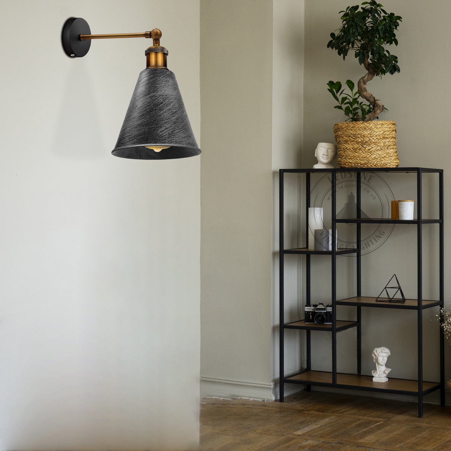 Vintage Retro Industrial Brushed Silver Wall sconce Metal Wall Light Wall Lamp Long Arm Neck Mount Easy fit