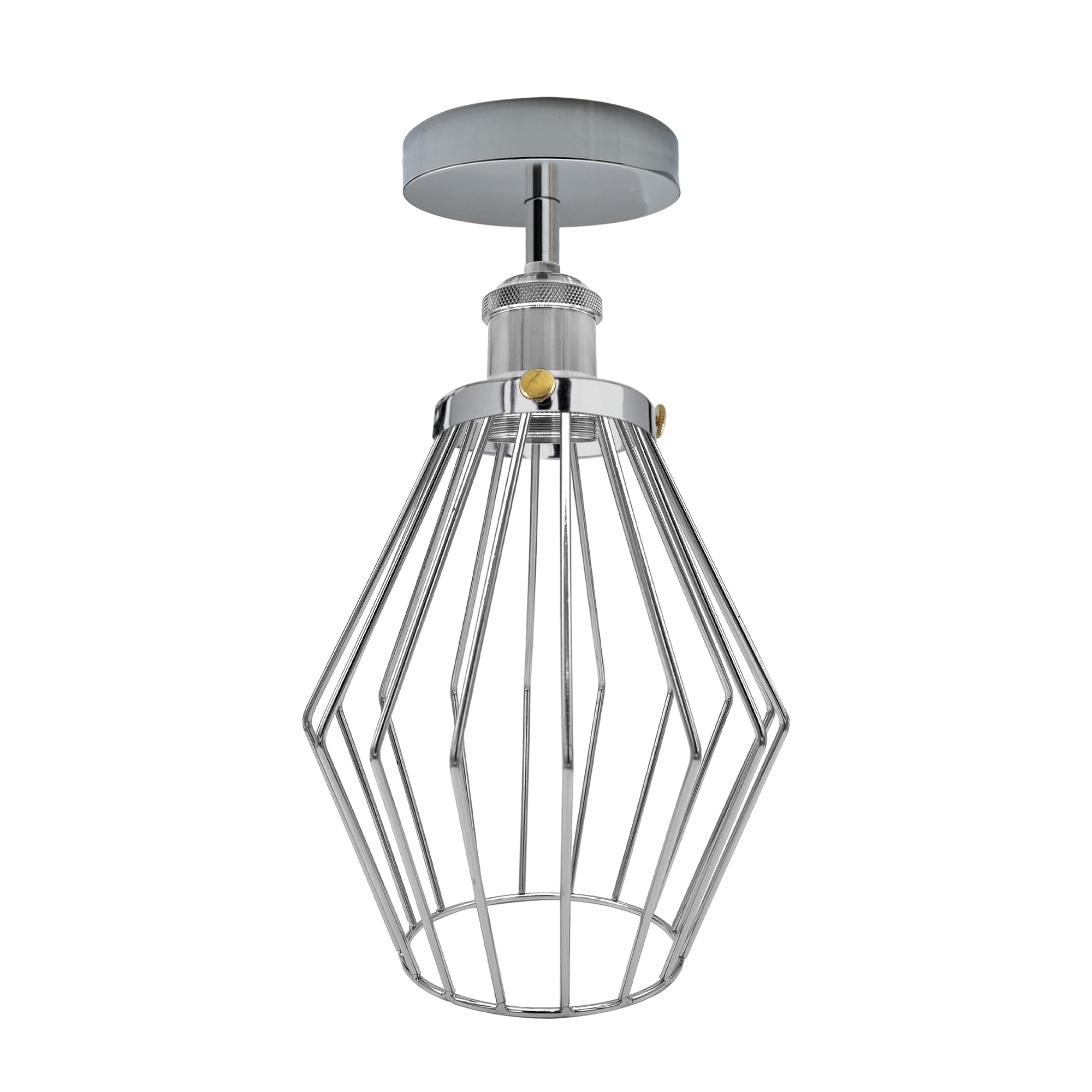 Vintage Retro Chrome Colour Metal Semi Flush Ceiling Light E27 Base Edison Style