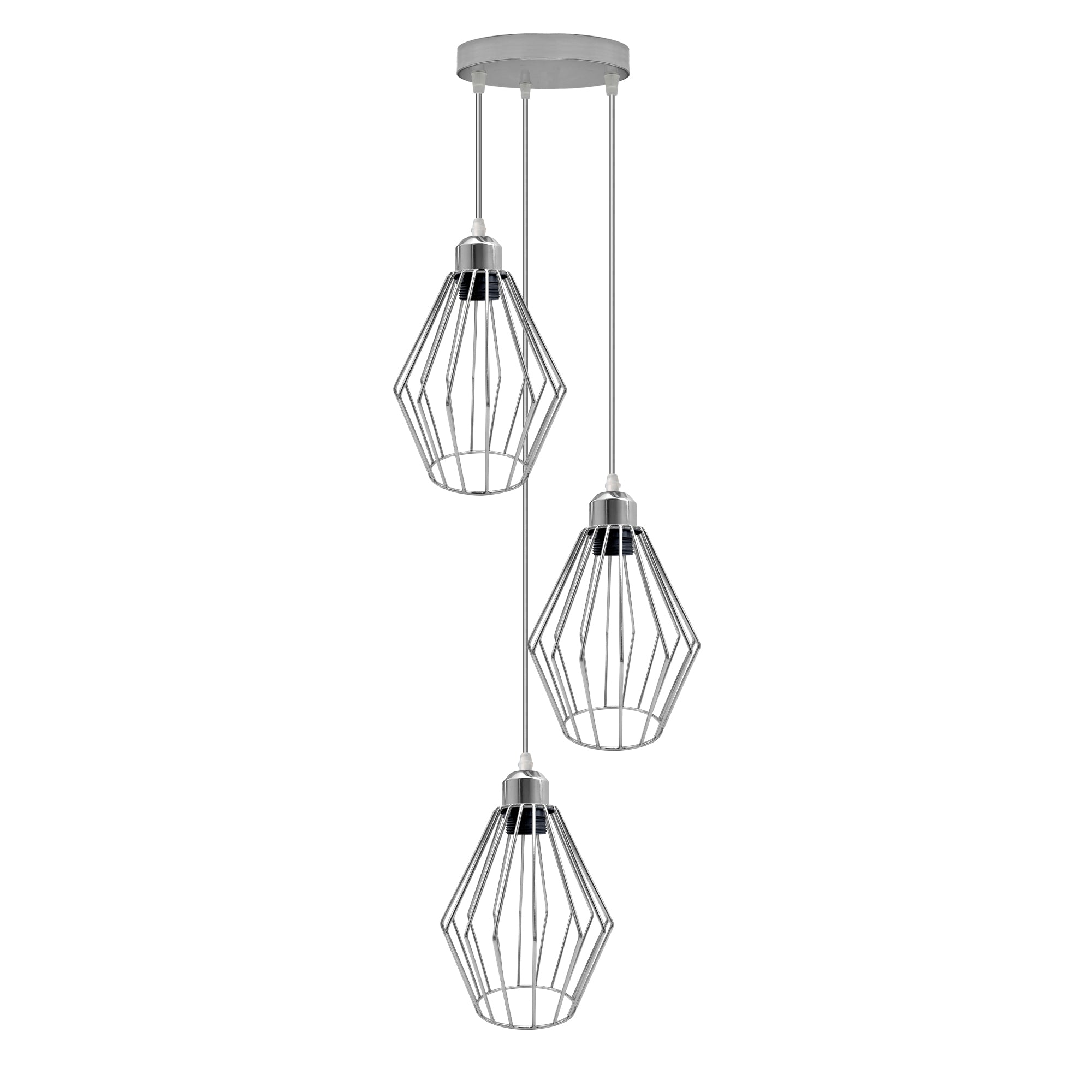 Chrome Vintage Retro Diamond Open Cage E27 Ceiling Pendant Light Shade
