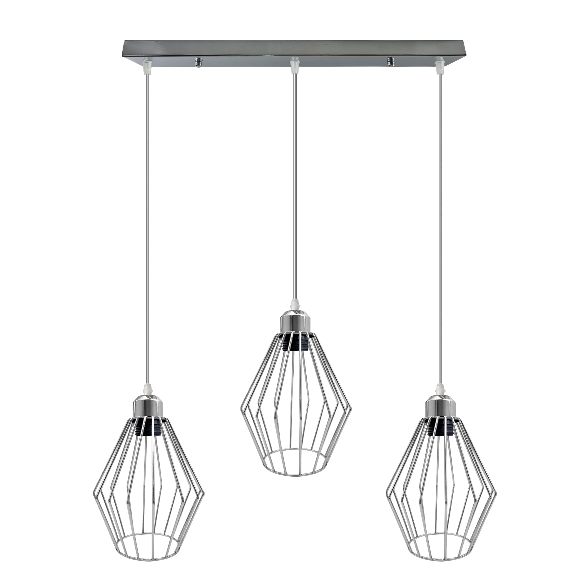 Vintage Retro Chrome Diamond Cage Ceiling Pendant Light Shade, E27 Metal, 20cm