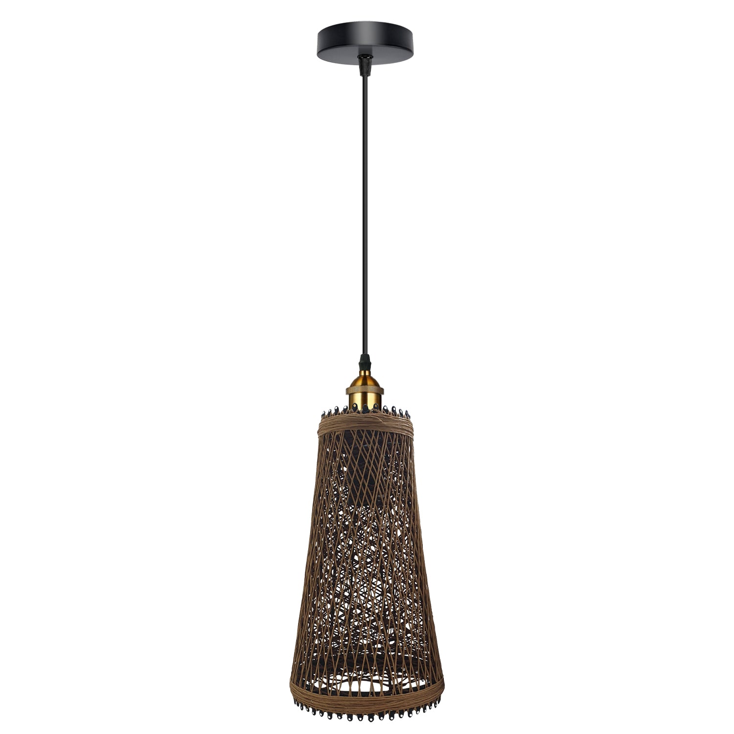 Natural Rattan Wicker Vintage Industrial Style Single Ceiling Pendant Light Shade