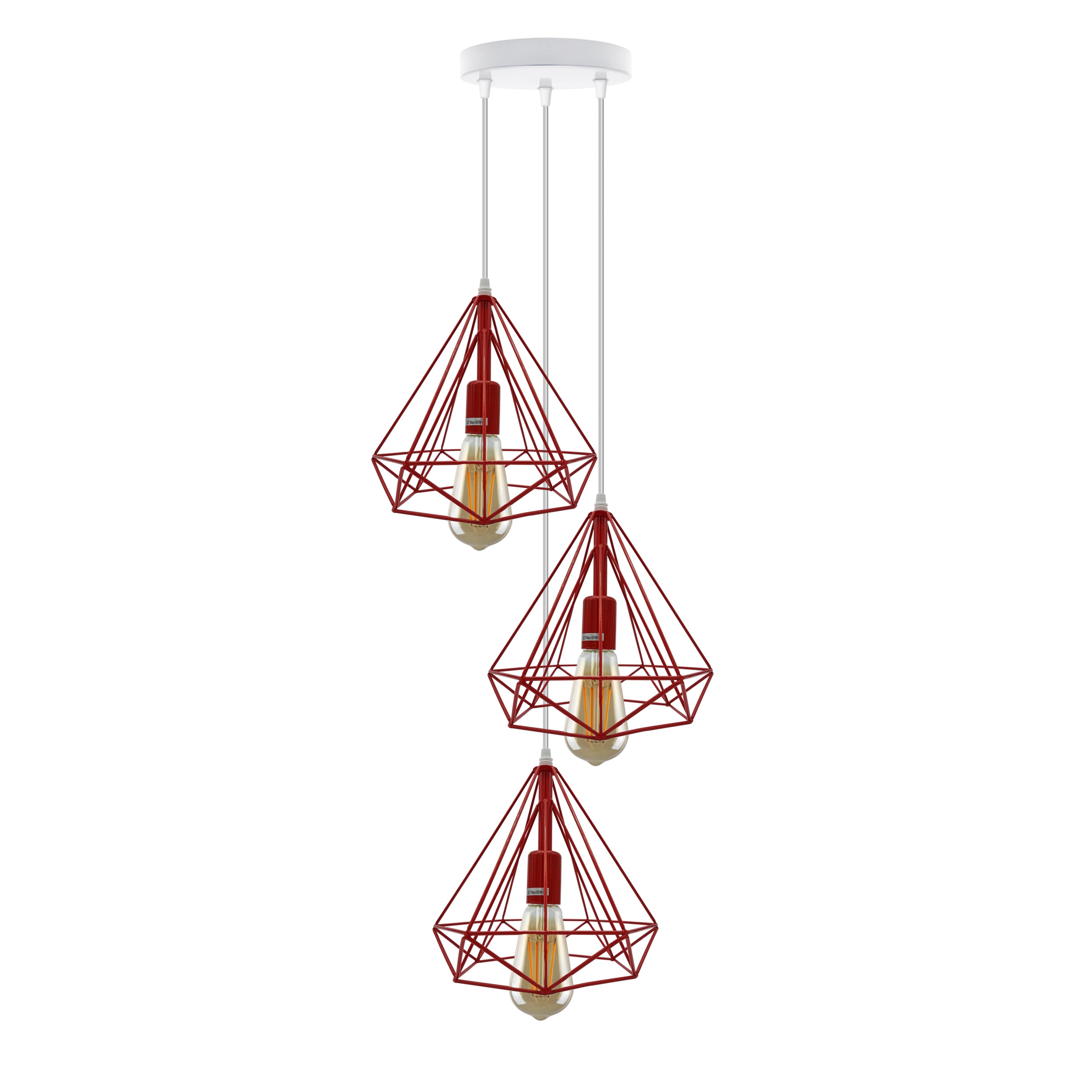 Vintage Retro 3-Way Metal Ceiling Pendant Light, E27, Indoor