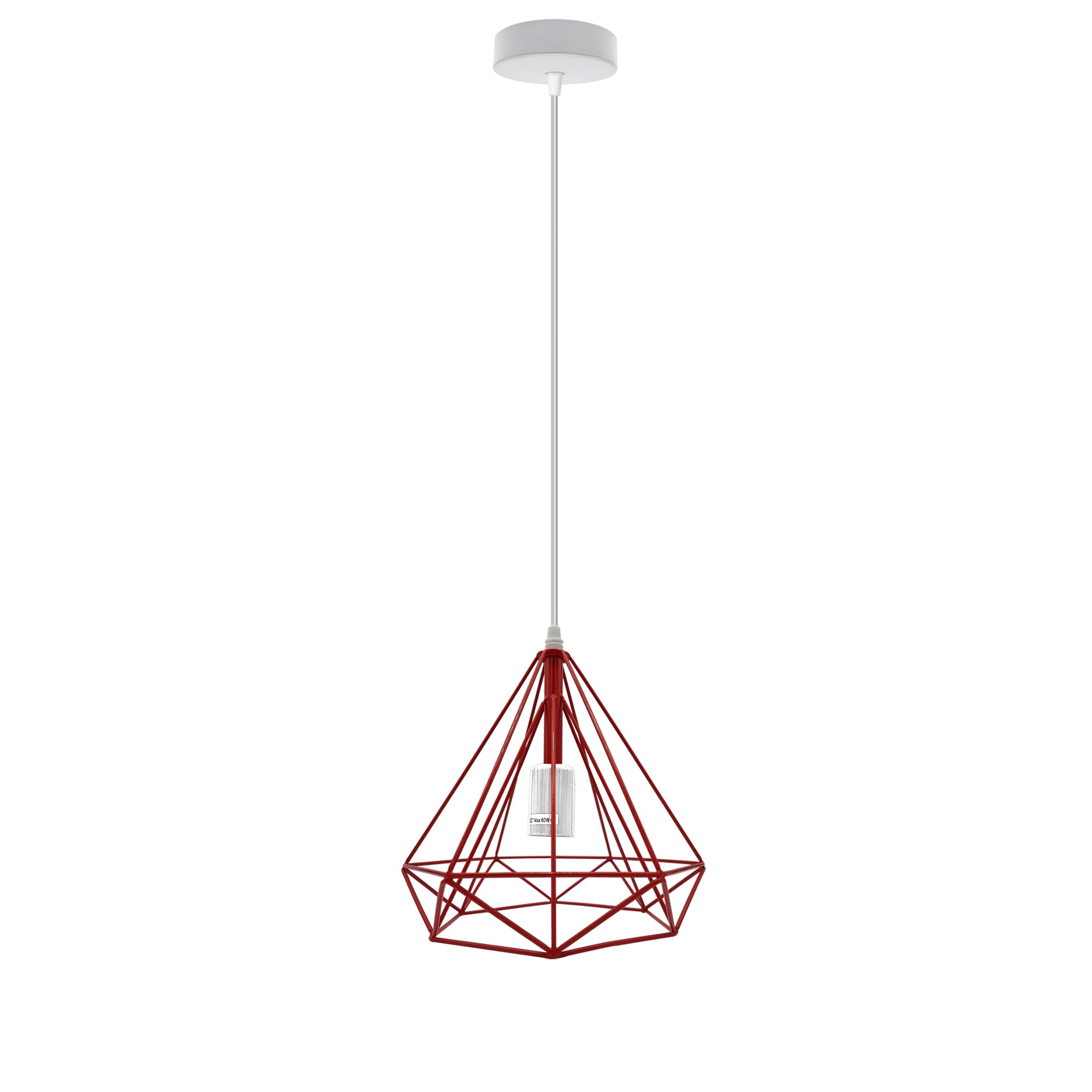 Vintage Red Industrial Metal E27 Ceiling Pendant Light Cage Shade
