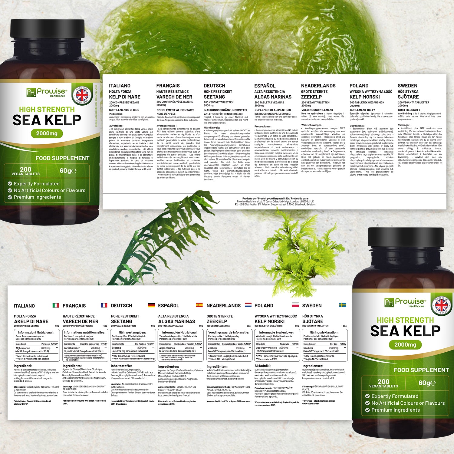 Prowise Sea Kelp 2000mg 200 Vegan Tablets - Natural Iodine