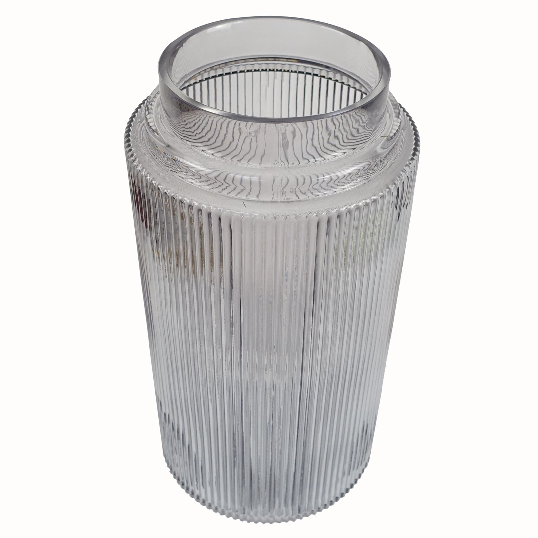 Leaf 31cm Clear Ridged Glass Flower Vase