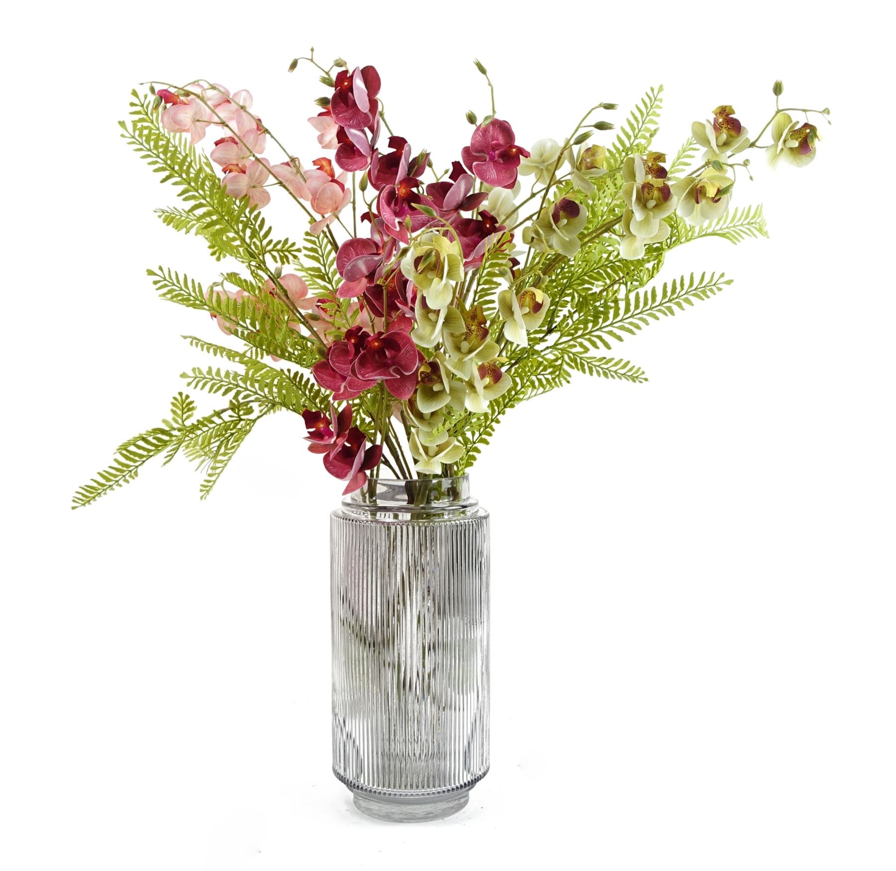 Leaf 31cm Clear Ridged Glass Flower Vase