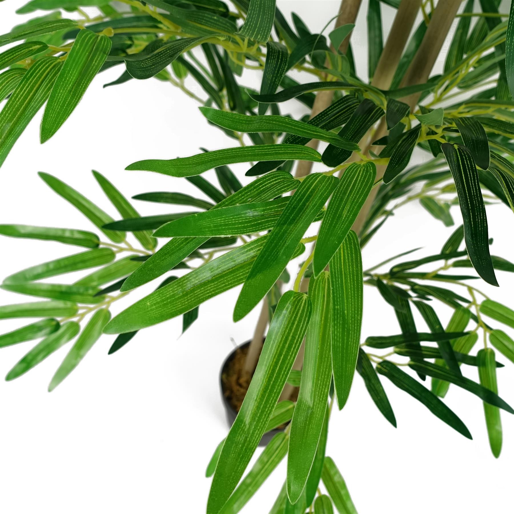Leaf 120cm Artificial Bamboo Tree with Real Natural Bamboo Canes - Natural Green