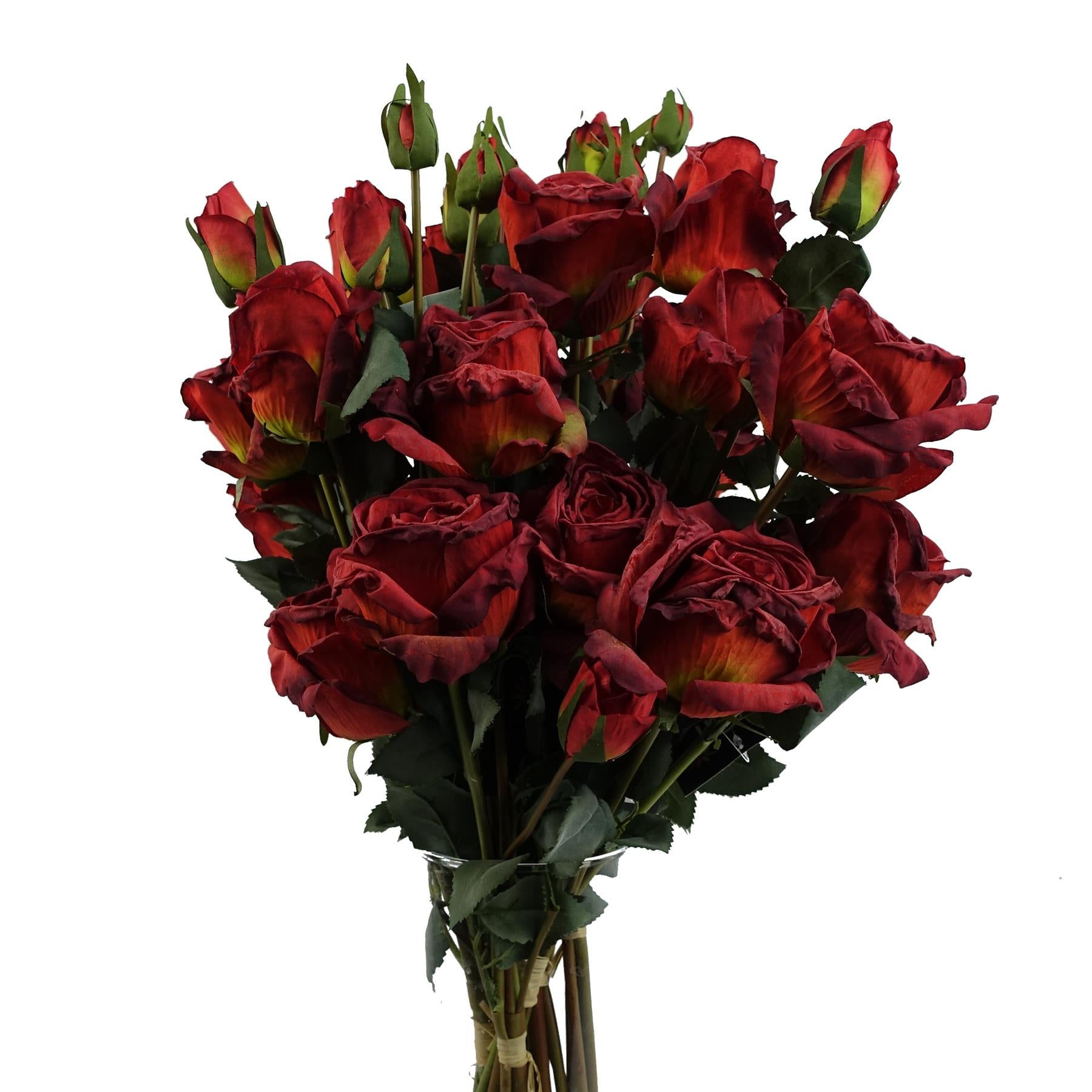 Leaf 6 x 60cm Red Rose Artificial Flower Spray Bundles, 24 Flowers, 18 Buds