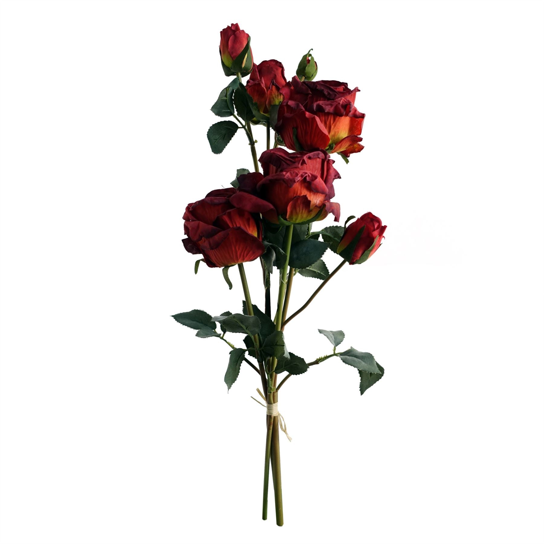 Leaf 6 x 60cm Red Rose Artificial Flower Spray Bundles, 24 Flowers, 18 Buds