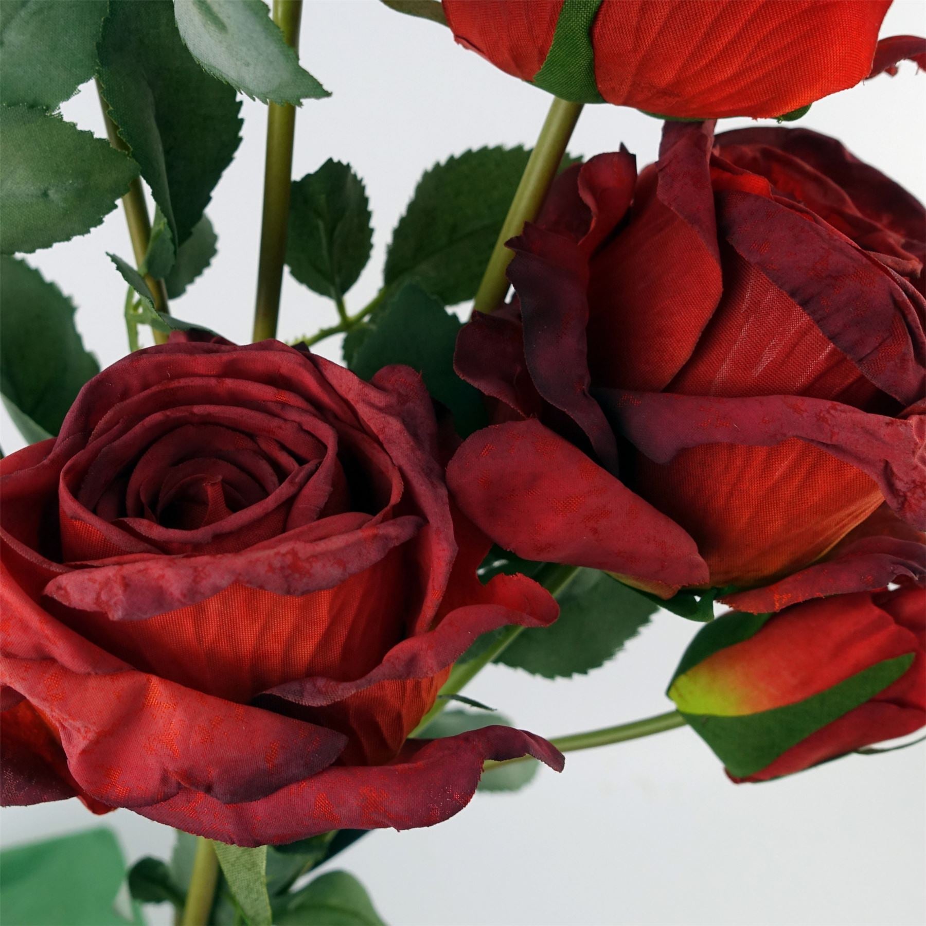 Leaf 6 x 60cm Red Rose Artificial Flower Spray Bundles, 24 Flowers, 18 Buds