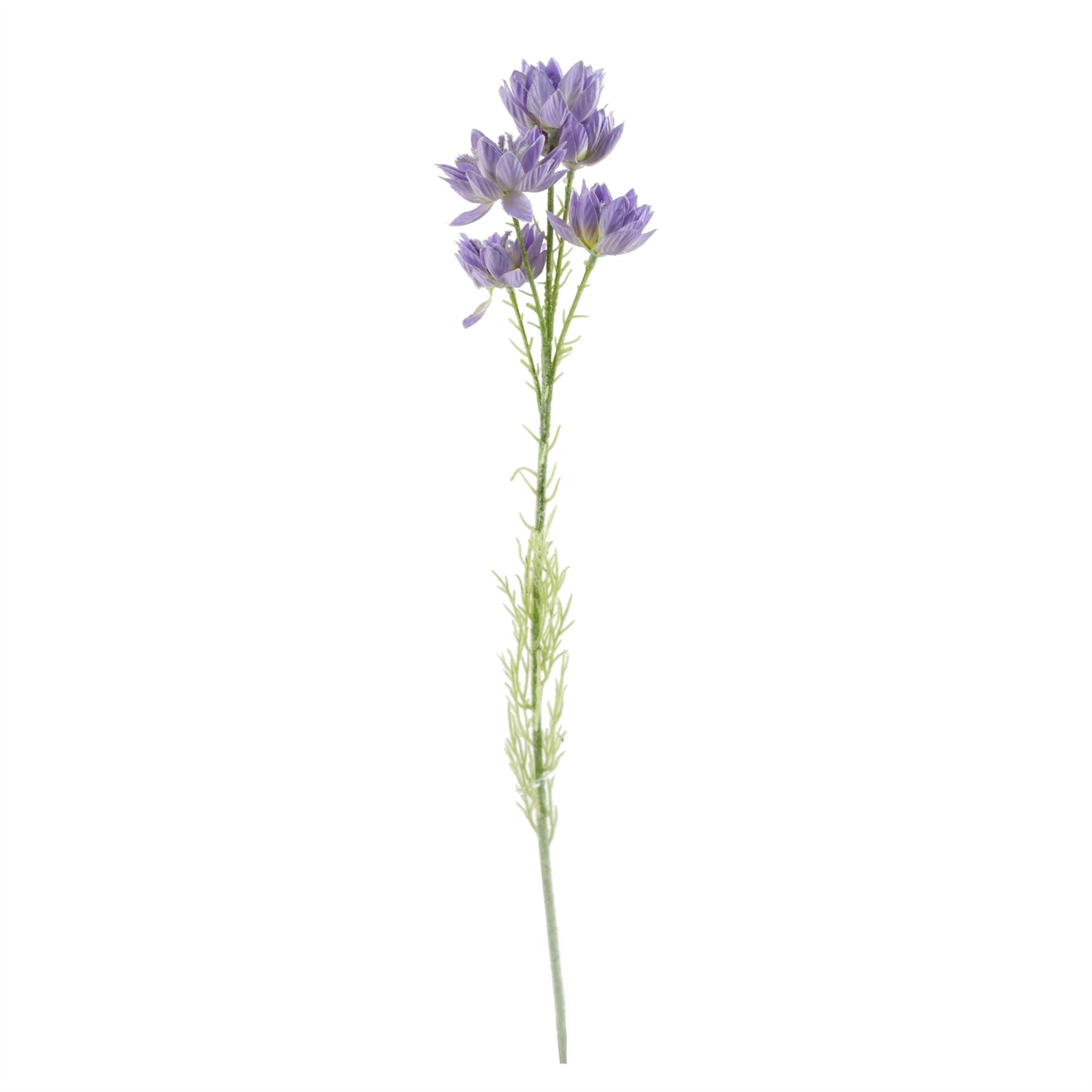 Leaf 60cm Artificial Purple Starflower Arrangement with Clear Ridged Glass Vase