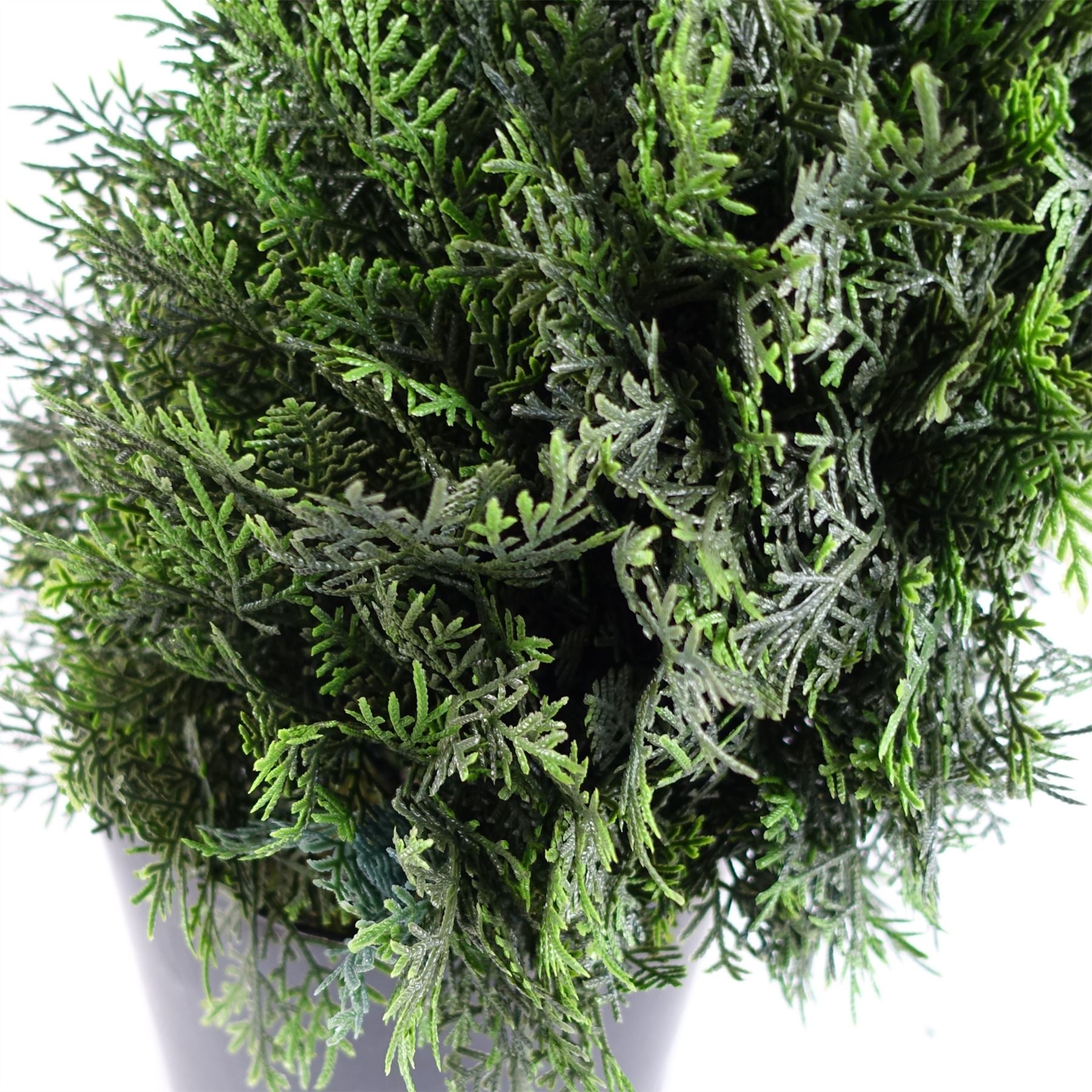 120cm Artificial Cedar Spiral Topiary Tree in Plastic Pot, Dense Foliage, Ready to Display
