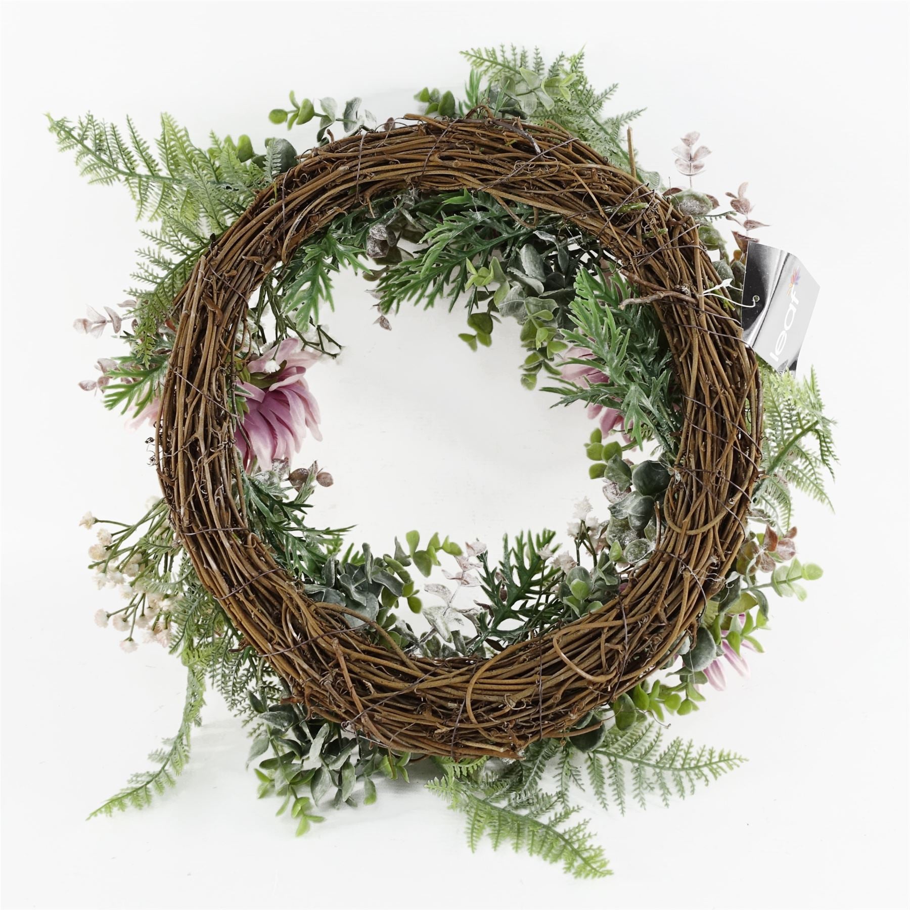 Leaf 45cm Large Luxury Pink Blossom Floral Wreath with Natural Woven Base