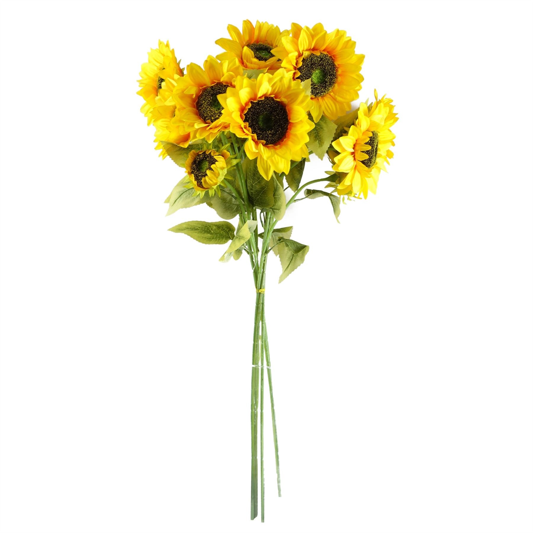 Leaf 88cm Yellow Artificial Sunflower Stem with 3 Heads