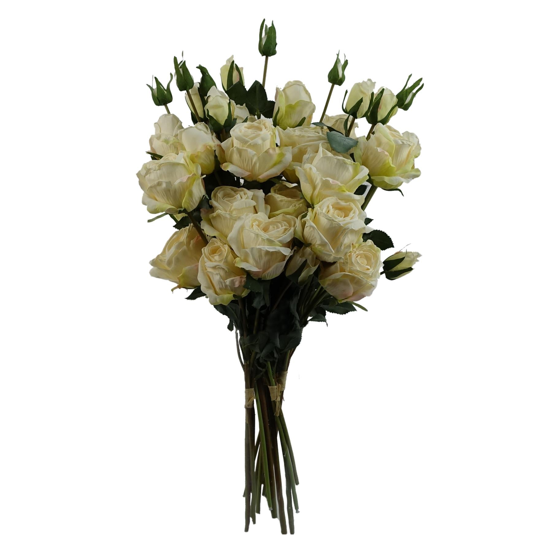 Leaf 6 x 60cm Cream Rose Artificial Flower Sprays, 24 Flowers, 18 Buds