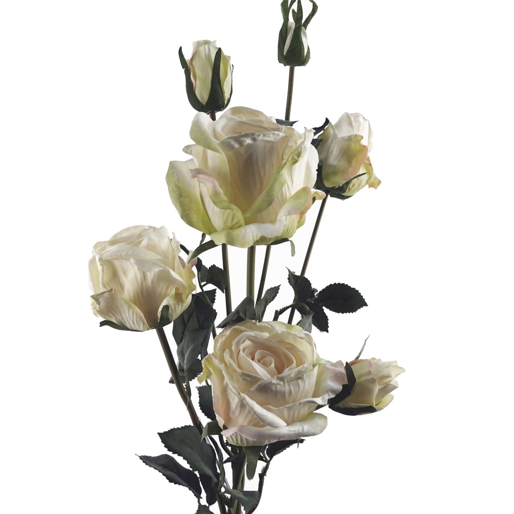 Leaf 6 x 60cm Cream Rose Artificial Flower Sprays, 24 Flowers, 18 Buds