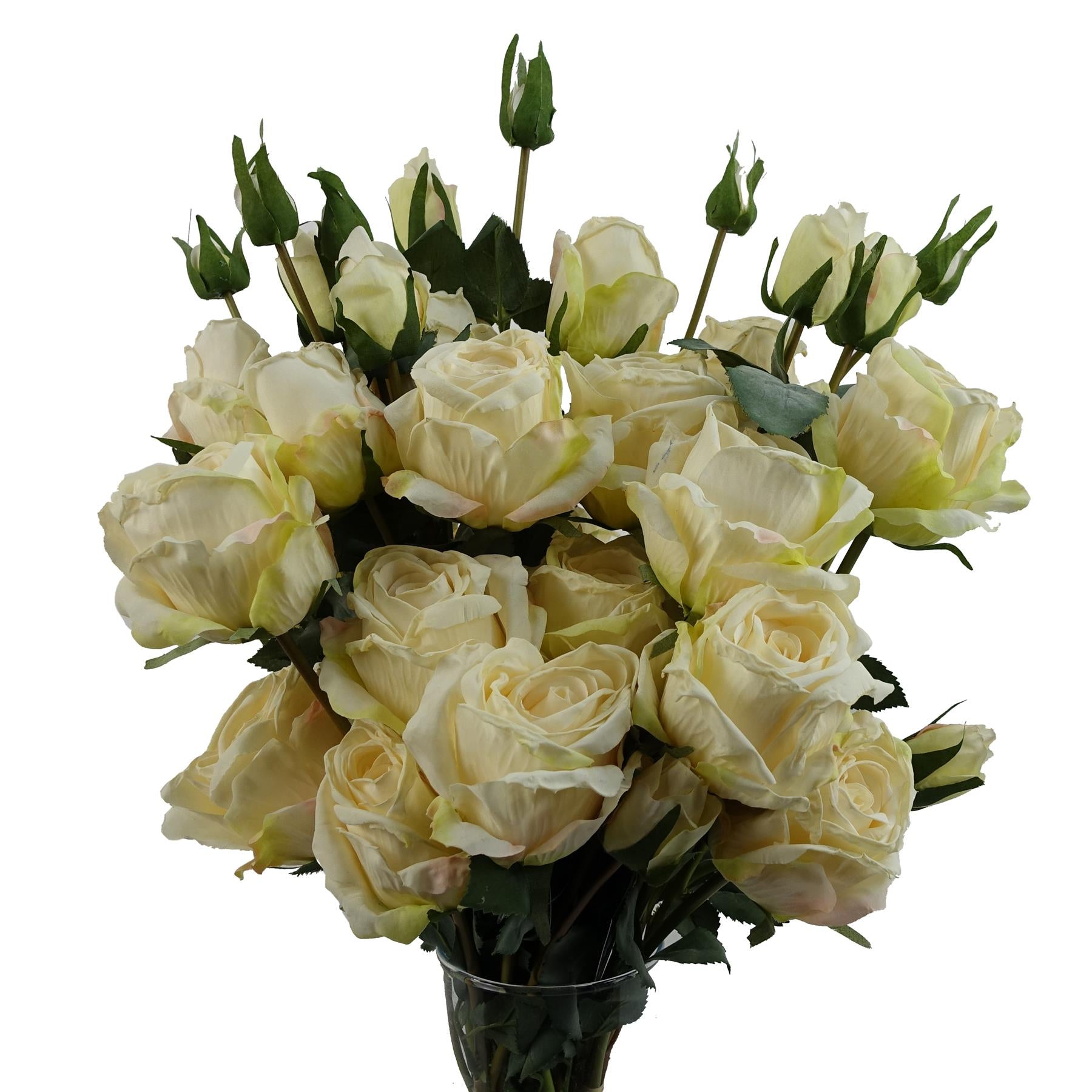 Leaf 6 x 60cm Cream Rose Artificial Flower Sprays, 24 Flowers, 18 Buds