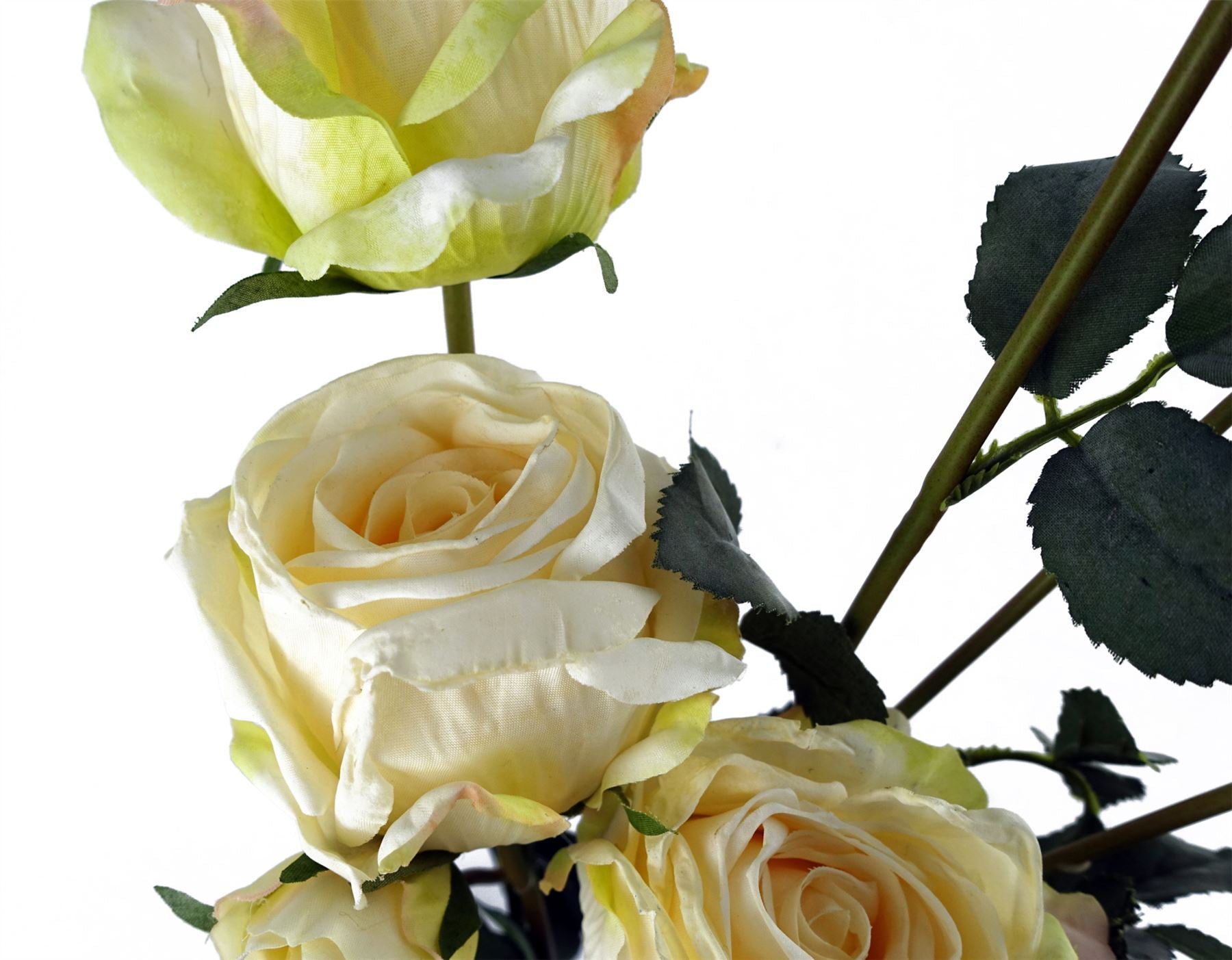 Leaf 6 x 60cm Cream Rose Artificial Flower Sprays, 24 Flowers, 18 Buds
